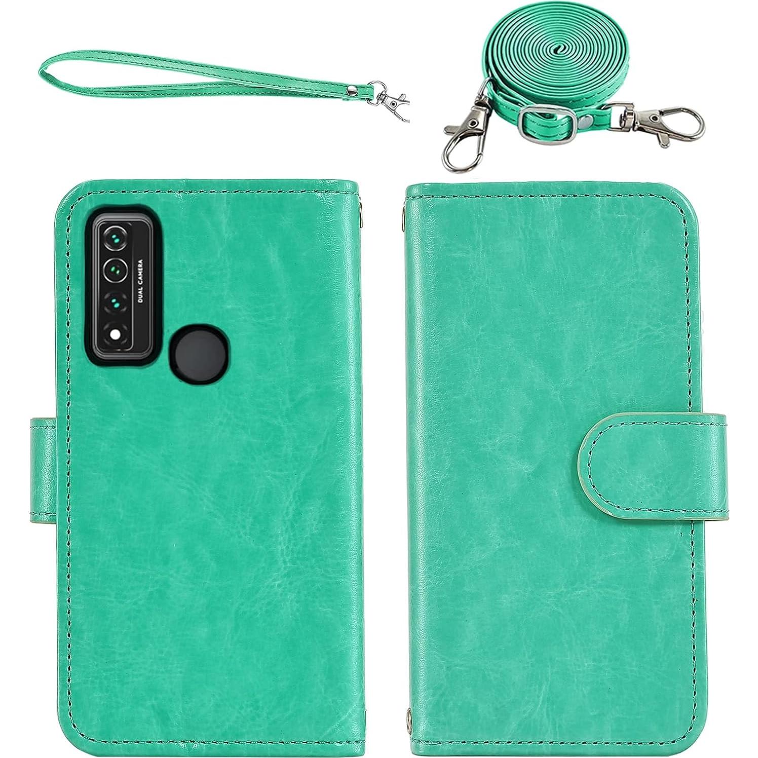 Funda Asuwish Flip Verde para Alcatel TCL A3X A600DL con Cartera