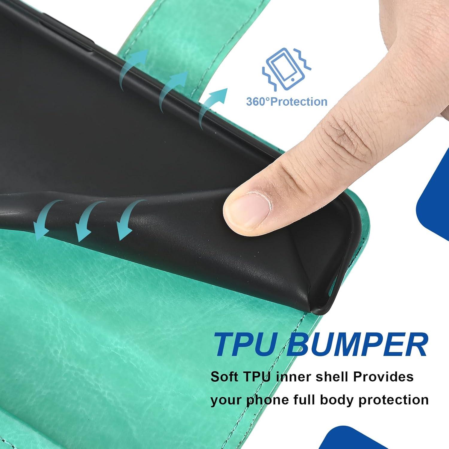 Funda Asuwish Flip Verde para Alcatel TCL A3X A600DL con Cartera