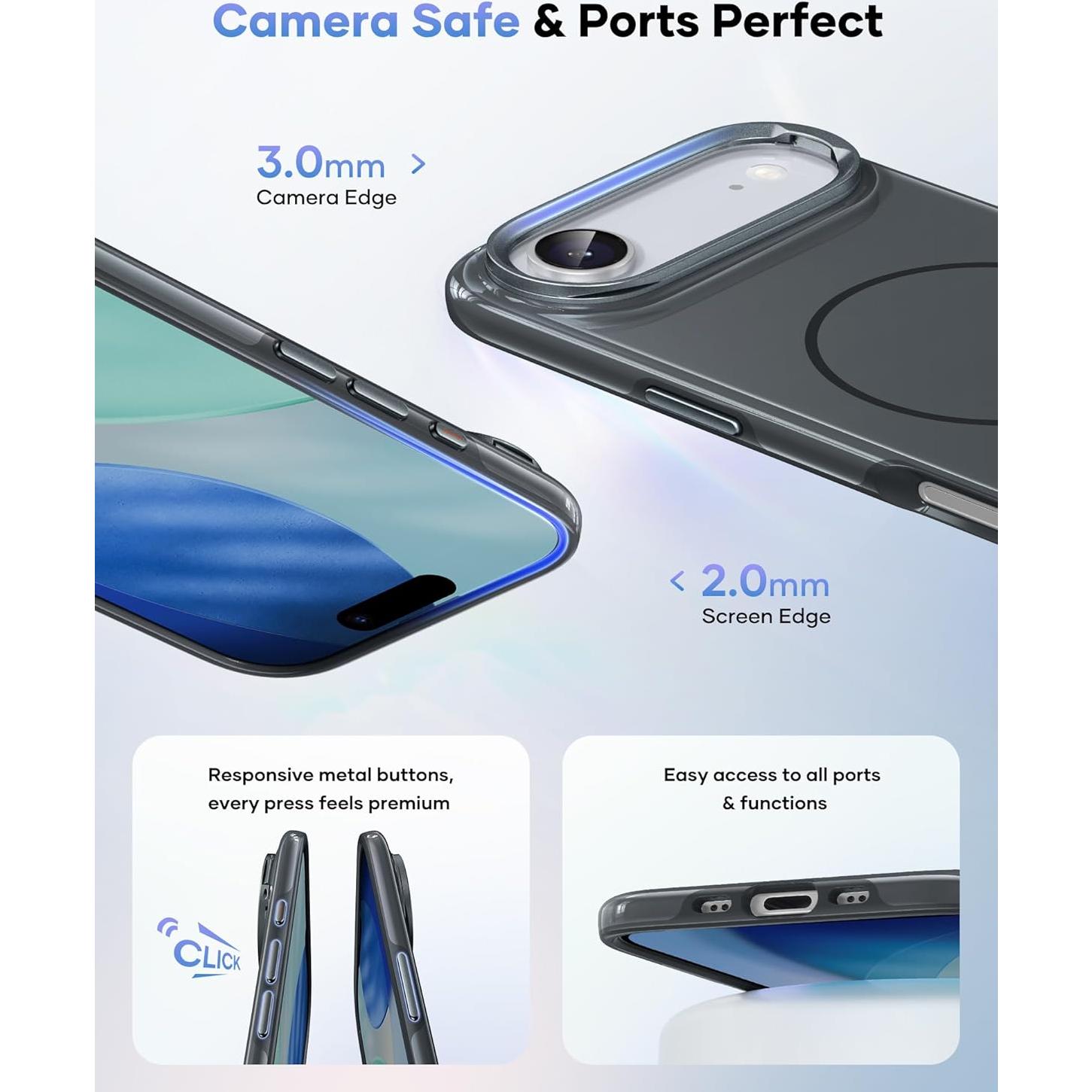 Funda Vihibii para iPhone Air 2025, Gris, Soporte Ajustable y MagSafe