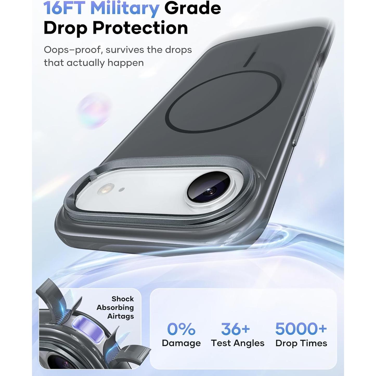 Funda Vihibii para iPhone Air 2025, Gris, Soporte Ajustable y MagSafe