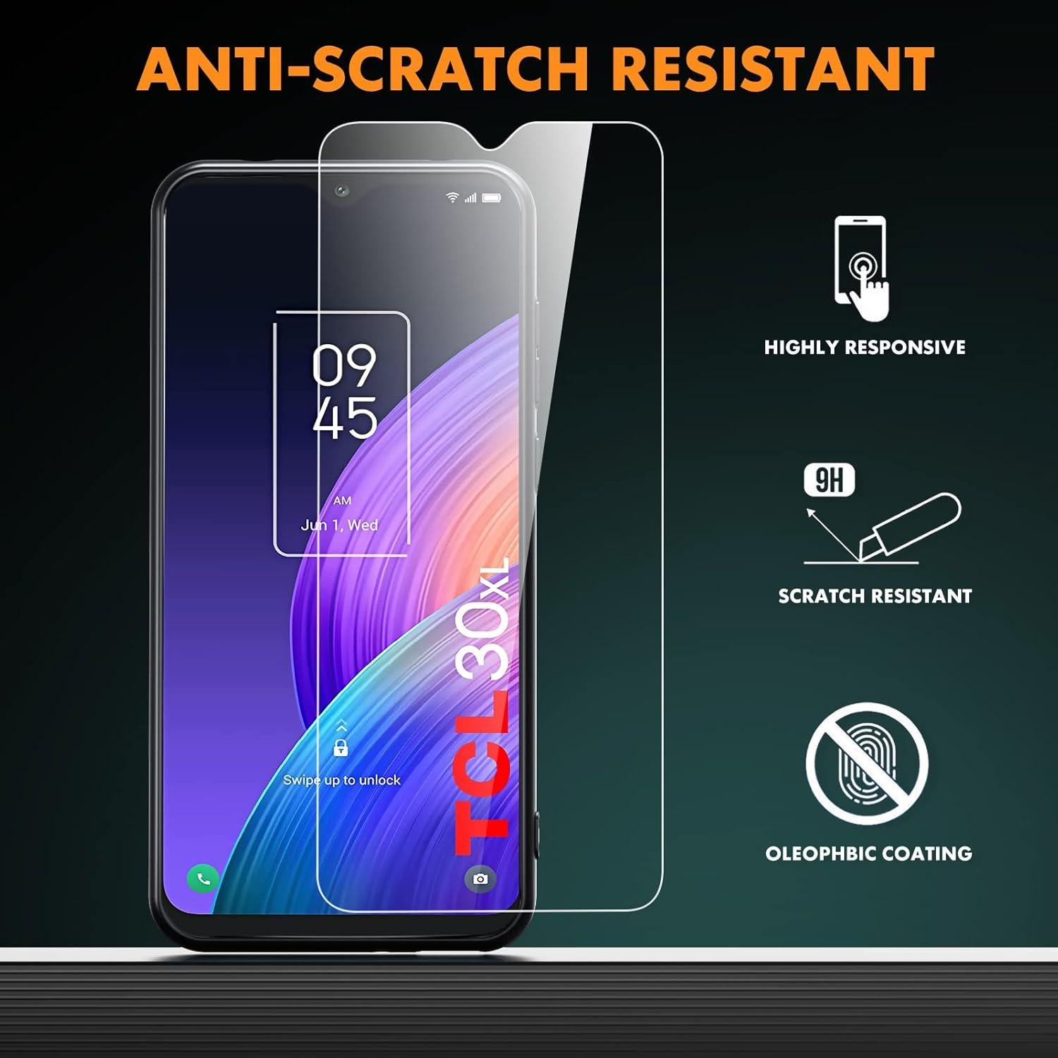 Funda Dioxide para TCL 30XL con protector de pantalla, negra