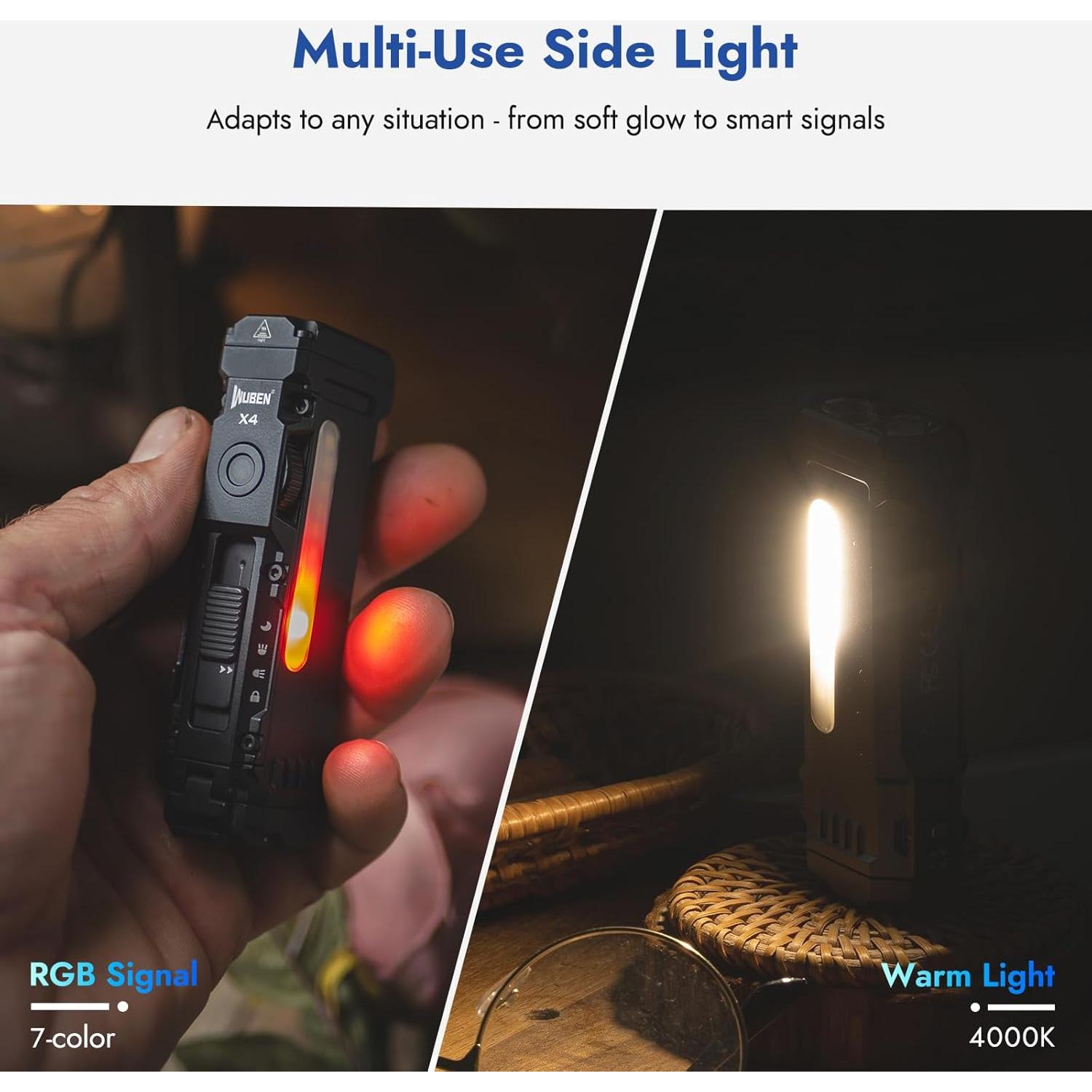 Linterna Recargable WUBEN X4 EDC 1500 Lúmenes RGB IP68