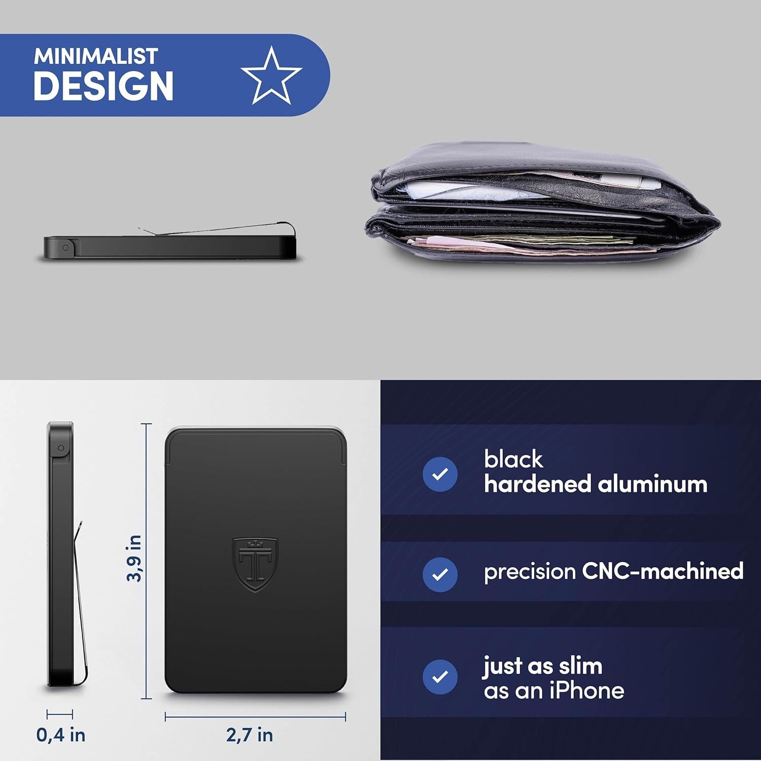 Cartera Slim Travando SLYDE Aluminio RFID para Hombres - Negro