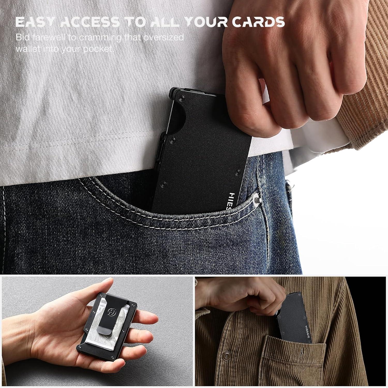 Cartera Minimalista HIESGIE Magnética con Bloqueo RFID - Negro