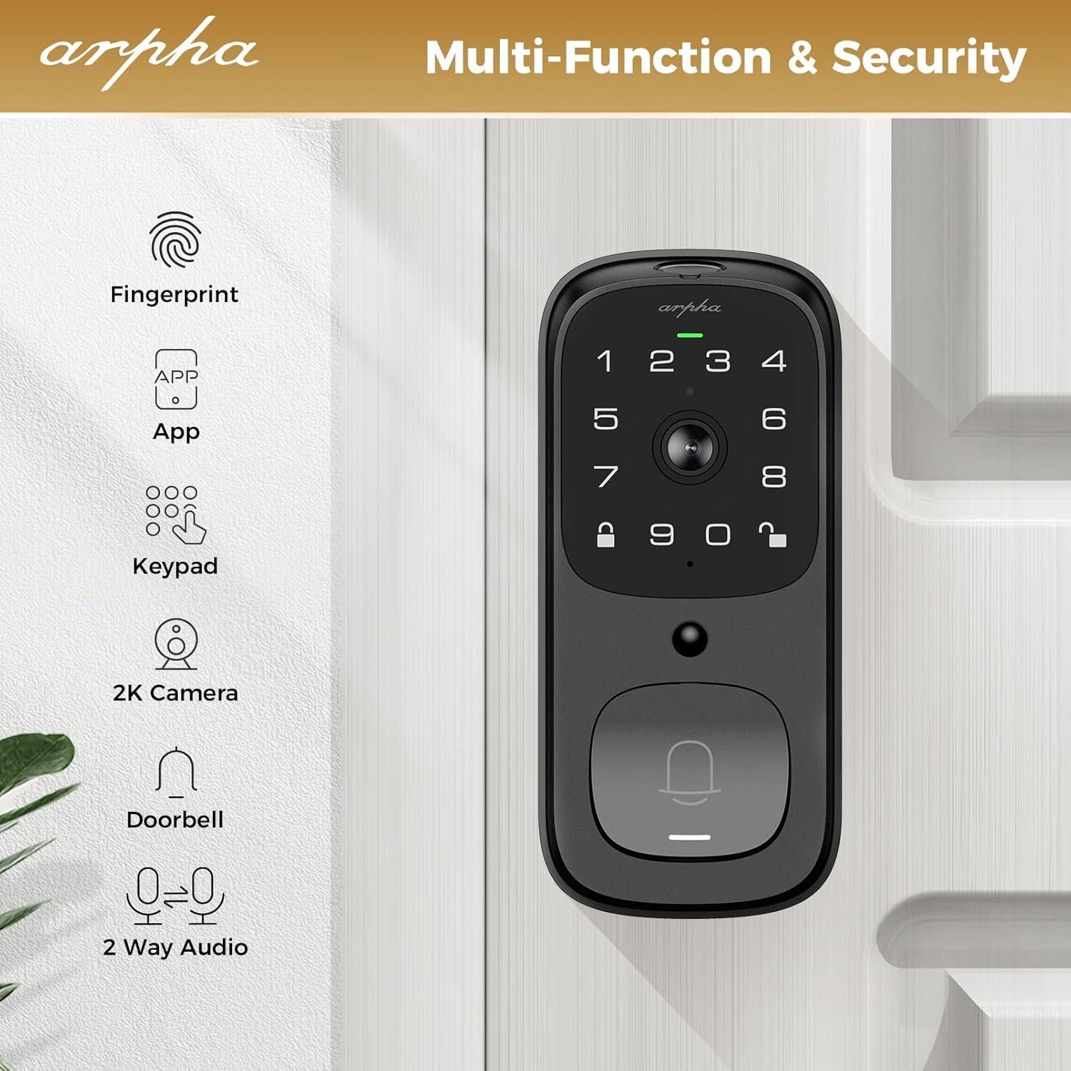 Cerradura Inteligente ARPHA H-AL501 con Video 2K y Huella Dactilar