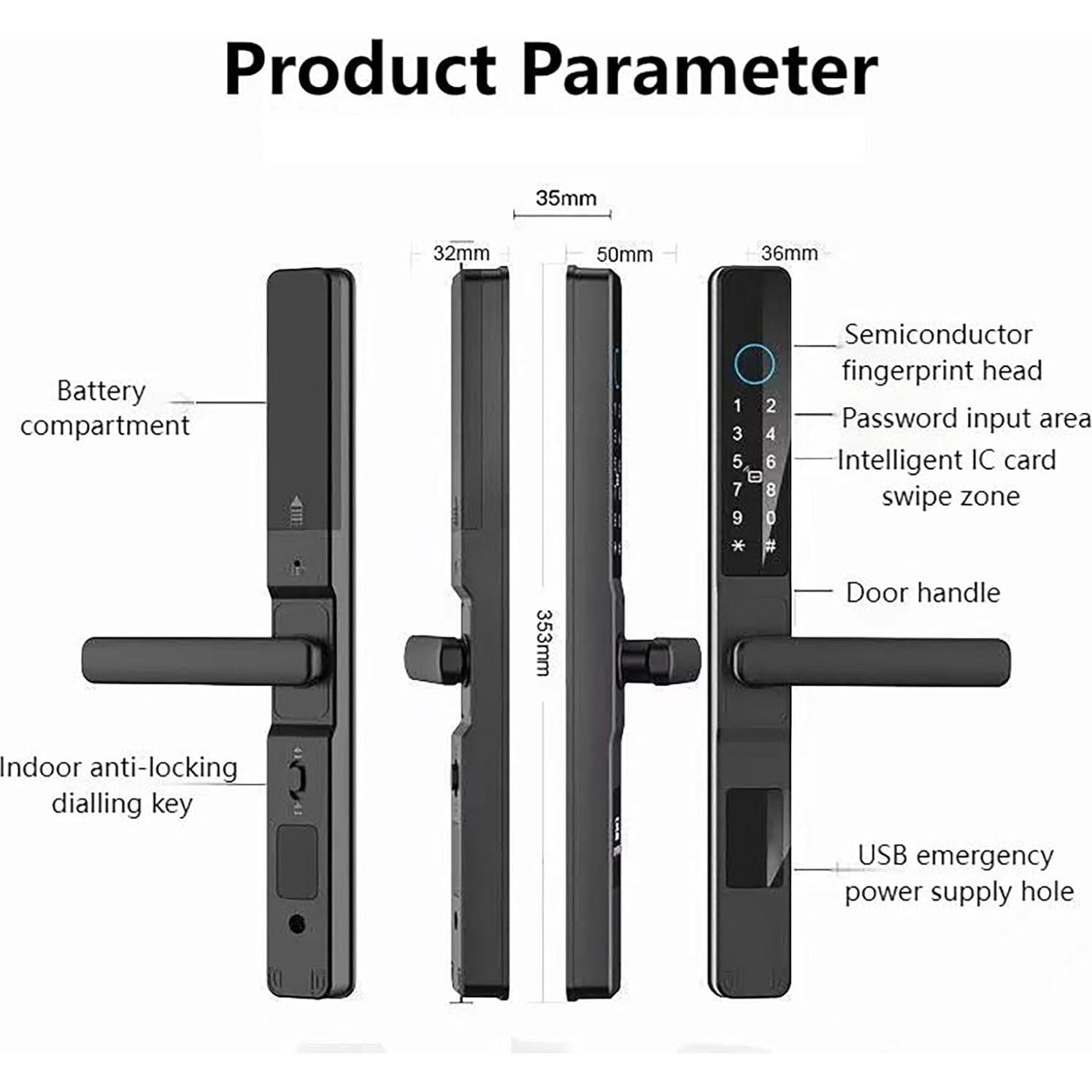 Cerradura Biométrica HIFAM con App Tuya y Timbre Integrado