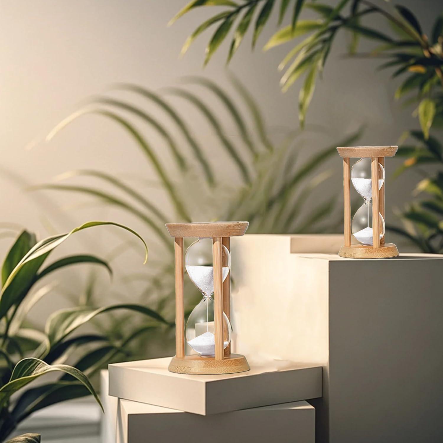 Reloj de Arena de Madera ABXKZ 60 Minutos Blanco Decorativo