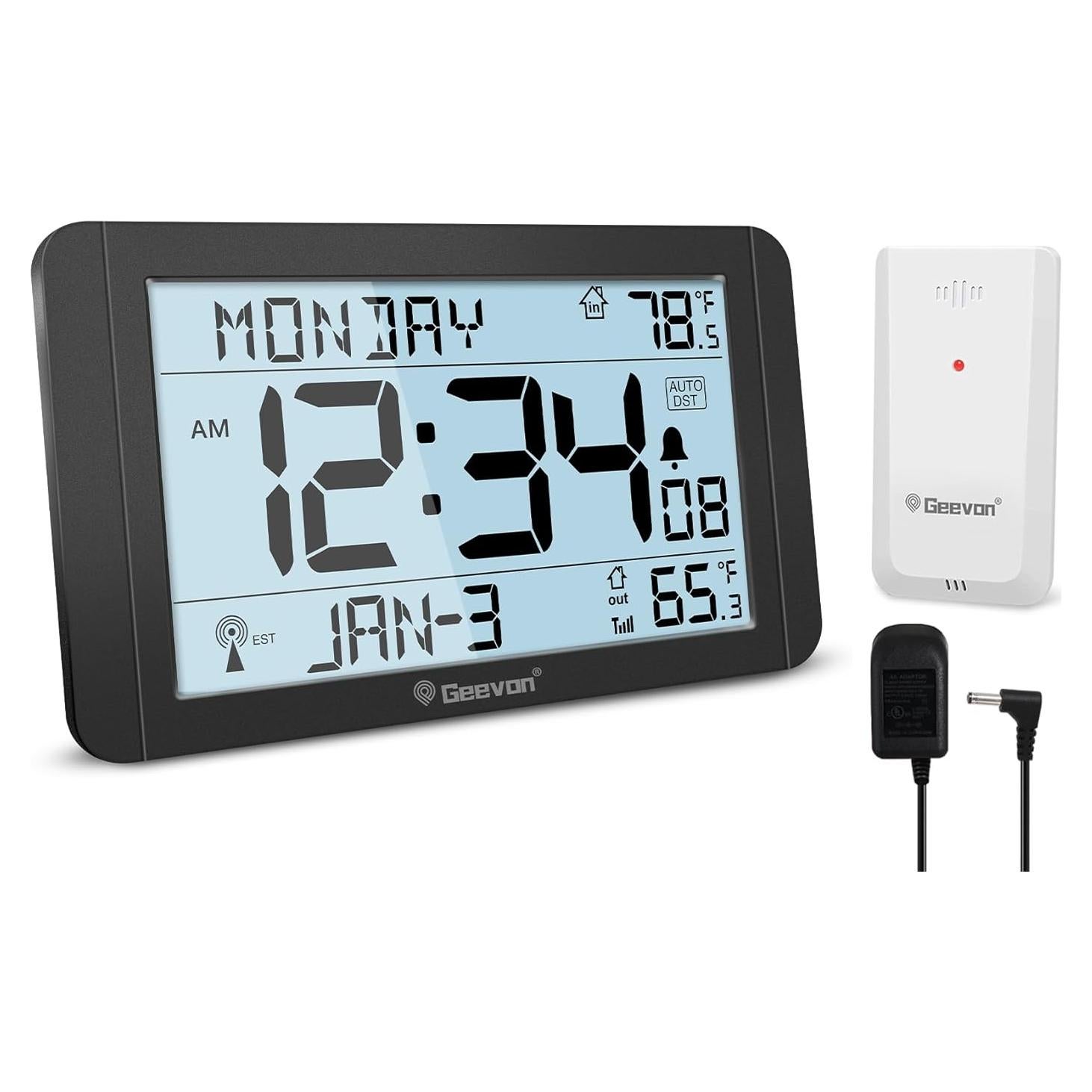 Reloj Atómico Geevon con Sensor de Temperatura - Pantalla 27.4 cm