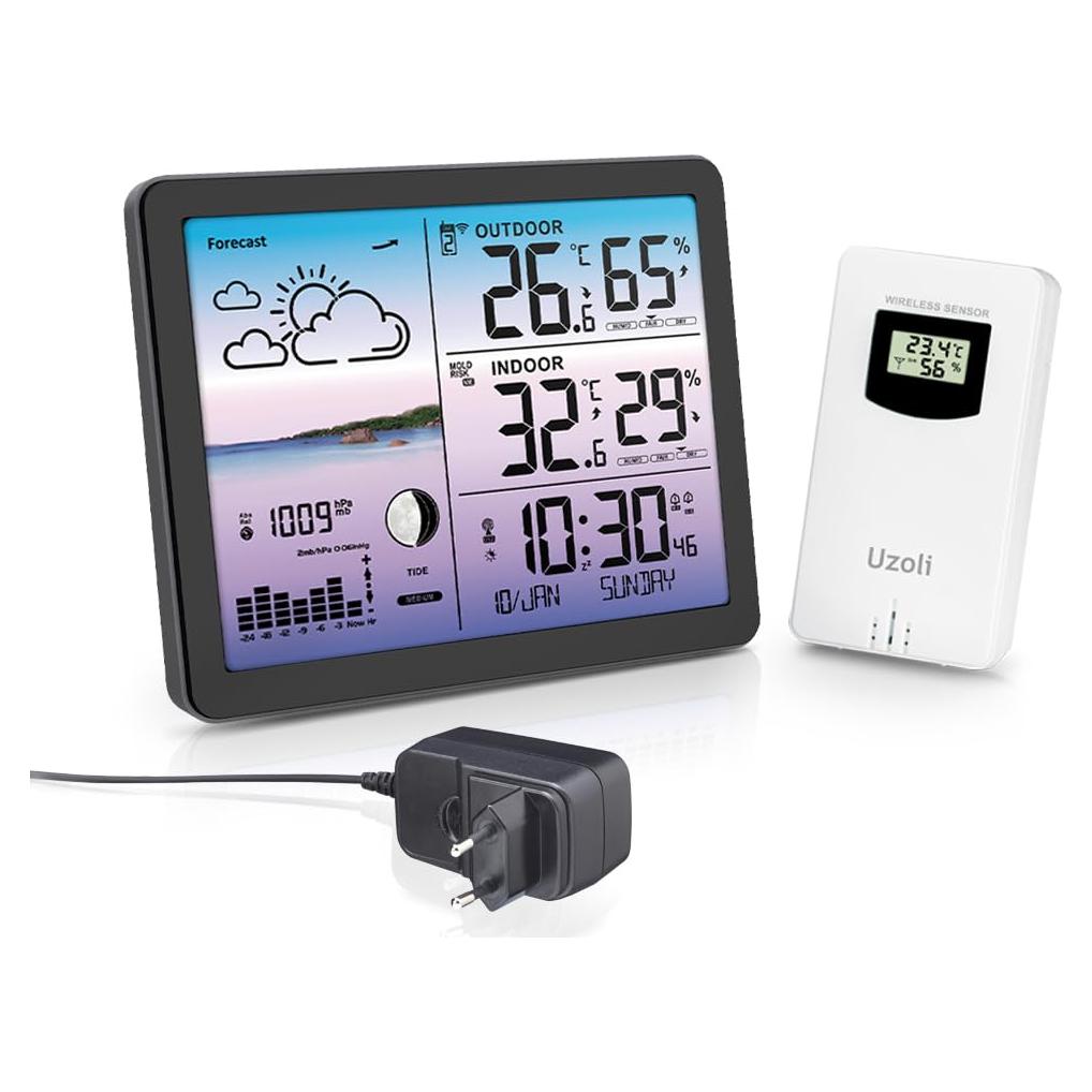 Estación Meteorológica Inalámbrica Uzoli EM3566D Interior Exterior