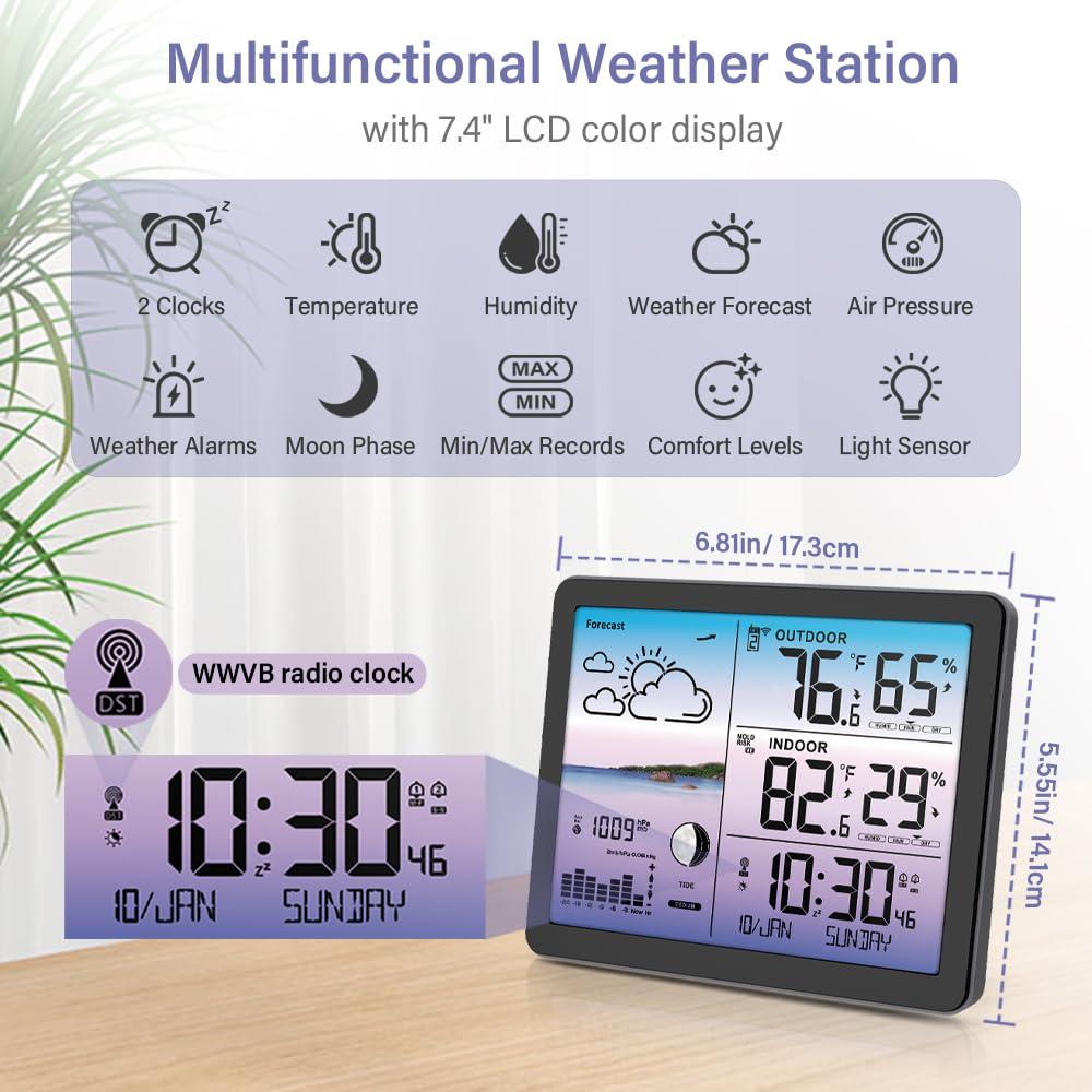 Estación Meteorológica Inalámbrica Uzoli EM3566D Interior Exterior