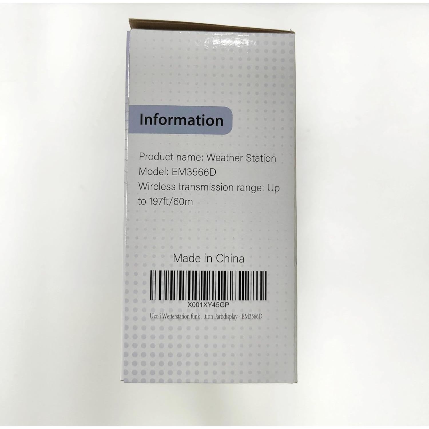 Estación Meteorológica Inalámbrica Uzoli EM3566D Interior Exterior