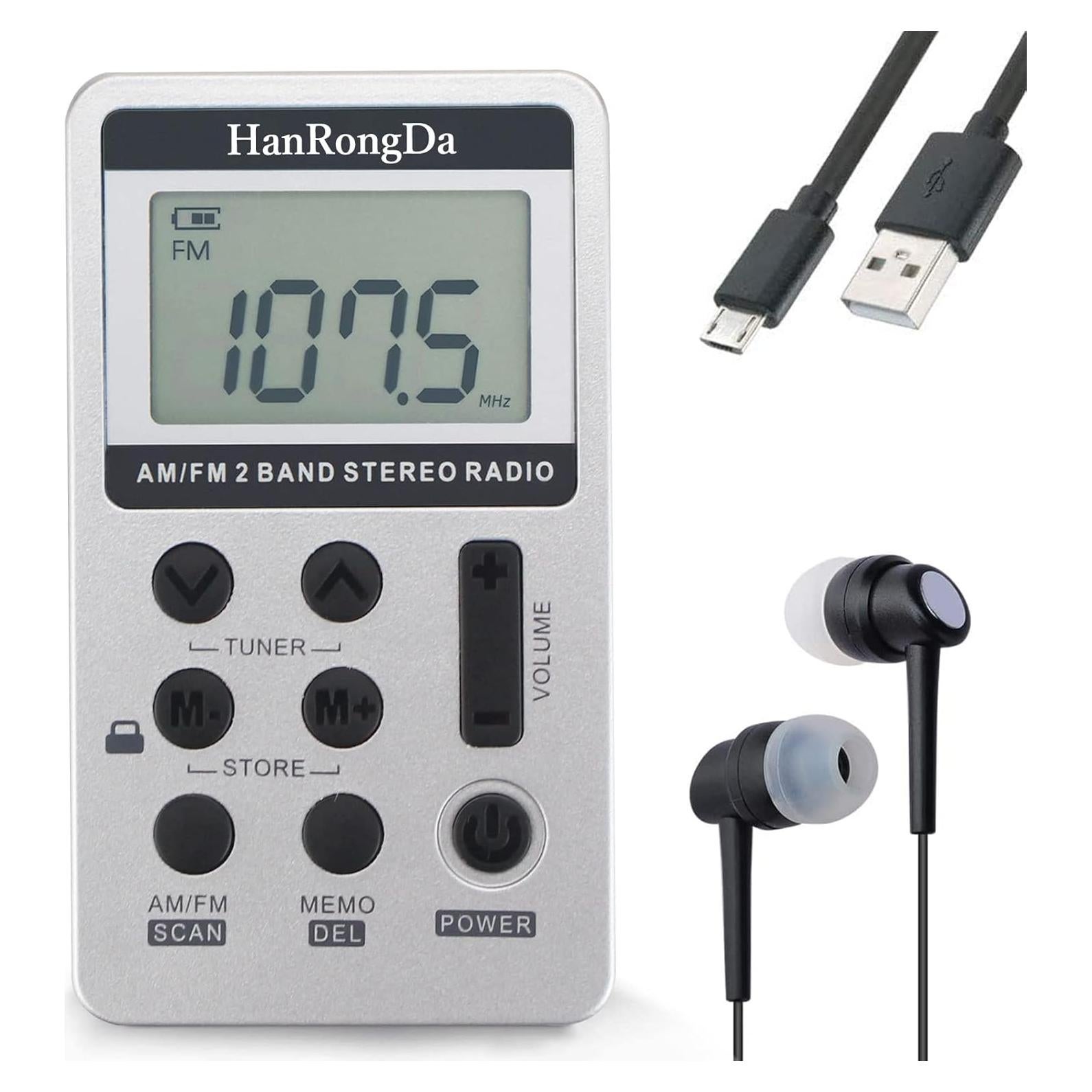 Receptor de Radio Portátil AM/FM HanRongDa HRD-103 Estéreo