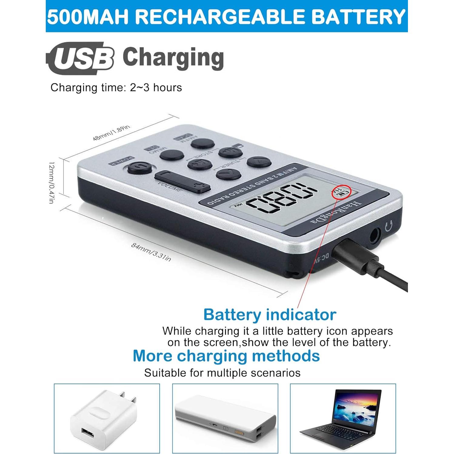 Receptor de Radio Portátil AM/FM HanRongDa HRD-103 Estéreo
