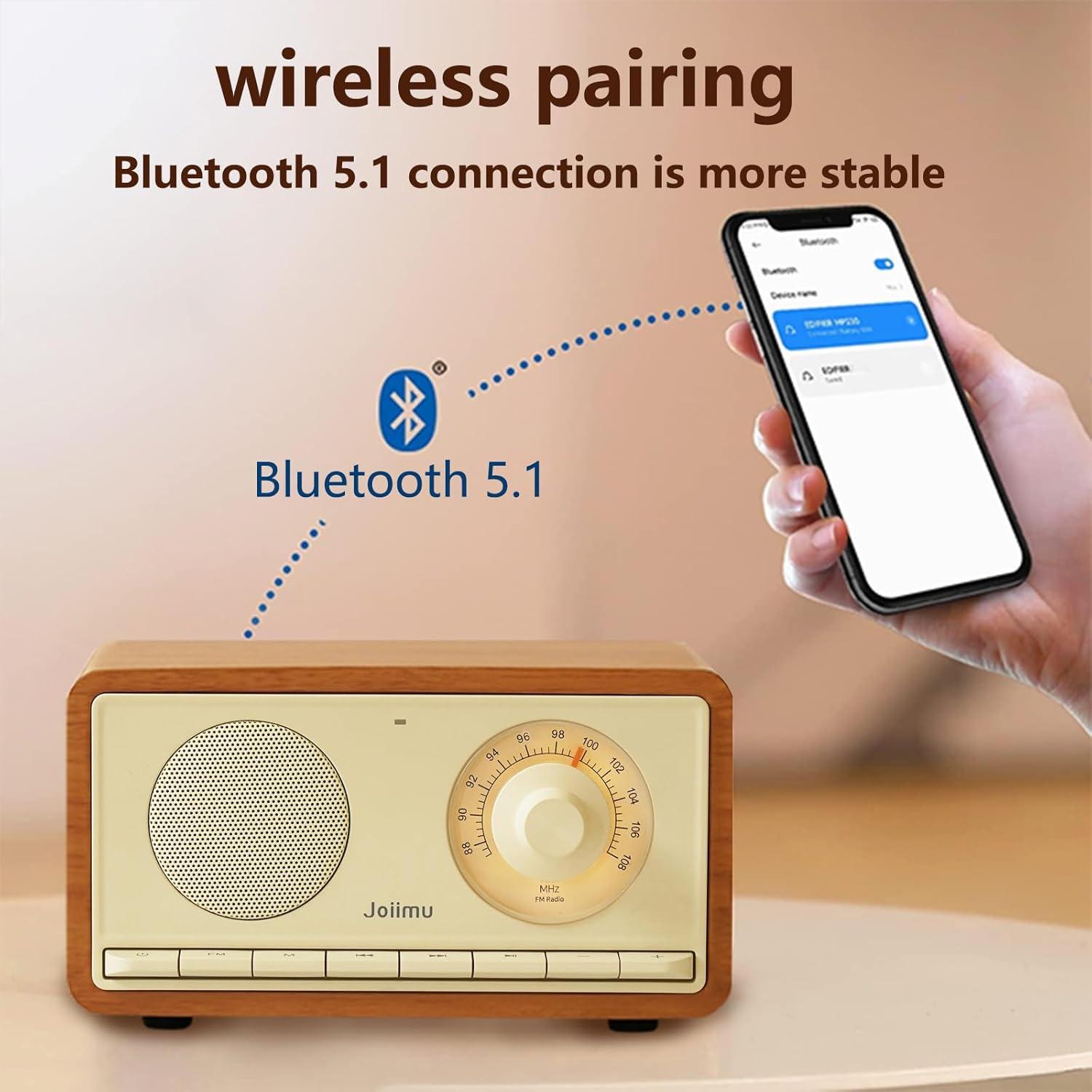 Altavoz Bluetooth Retro Radio FM 10W Batería 2600mAh Amarillo
