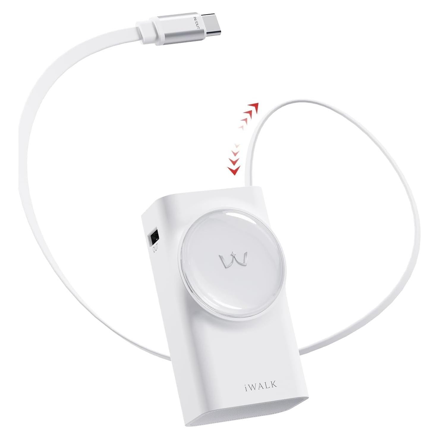 Cargador Portátil iWALK 10,000mAh 30W con Cable Retráctil