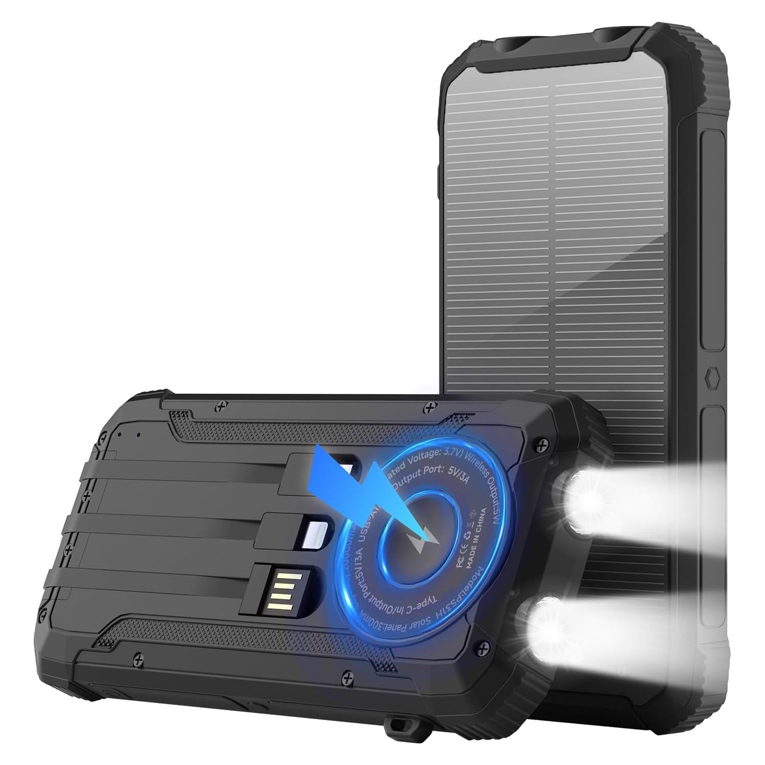 Banco de Energía Solar 20000mAh Luvknit Cargador Inalámbrico