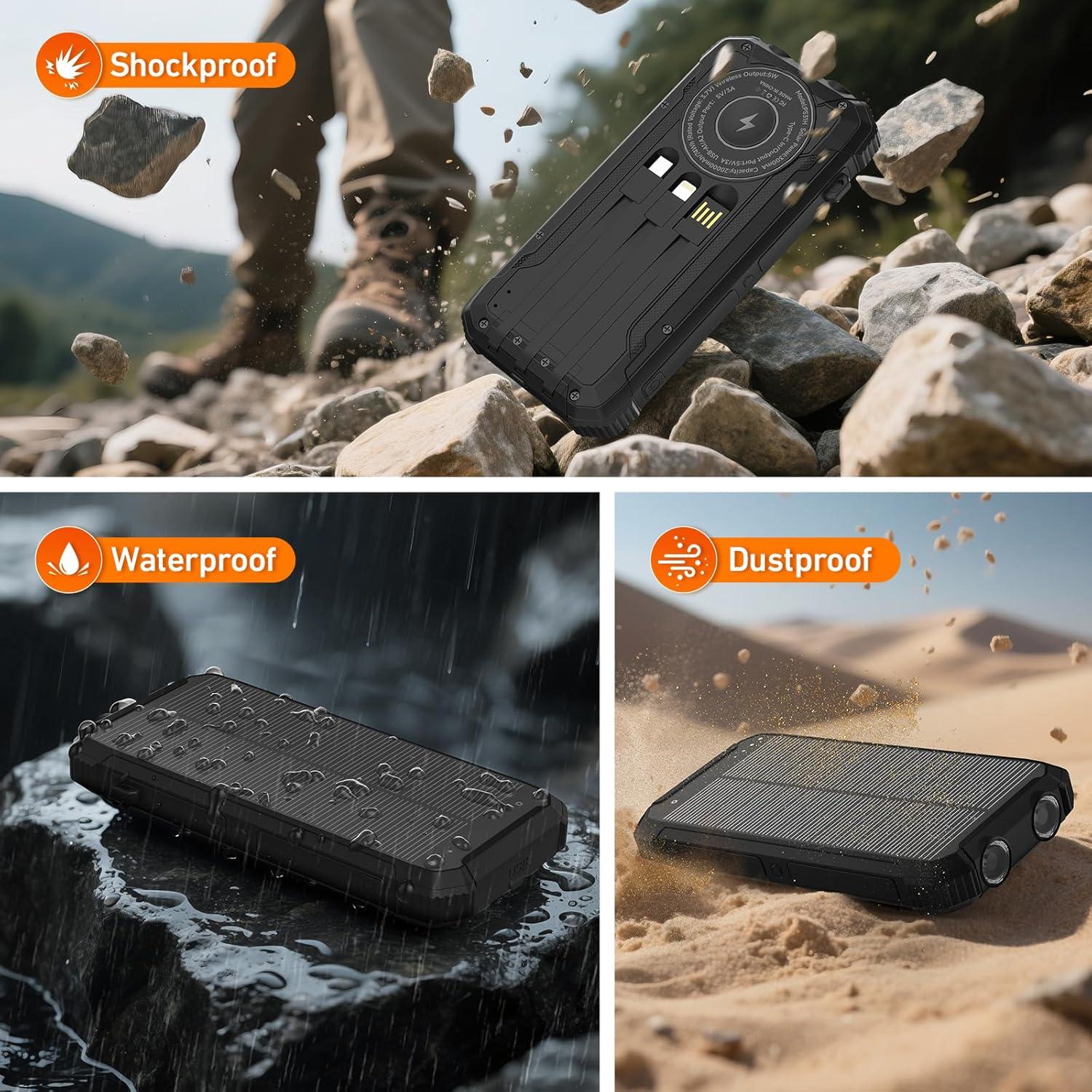 Banco de Energía Solar 20000mAh Luvknit Cargador Inalámbrico