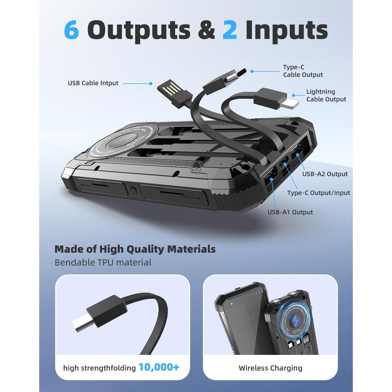 Banco de Energía Solar 20000mAh Nuynix Cargador Inalámbrico 15W