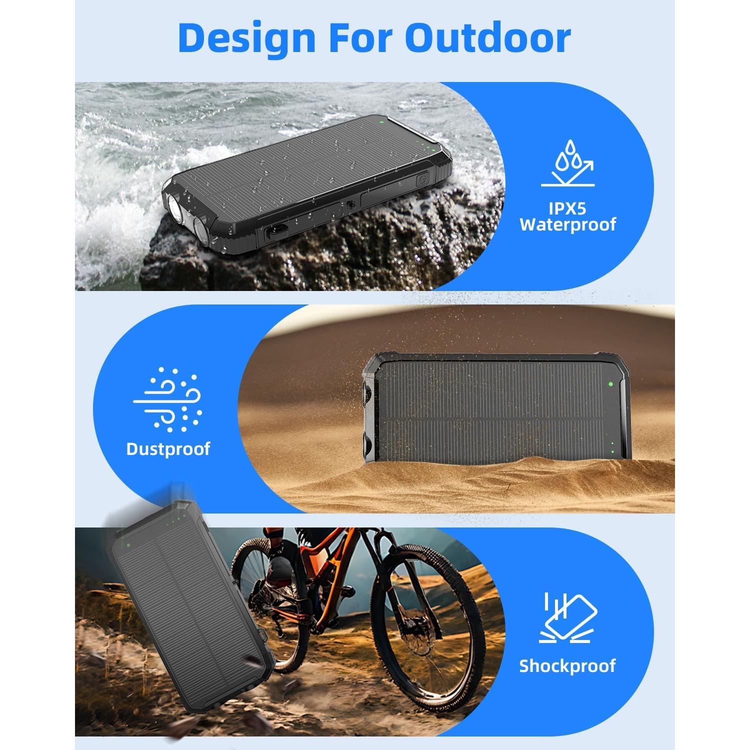 Banco de Energía Solar 20000mAh Nuynix Cargador Inalámbrico 15W