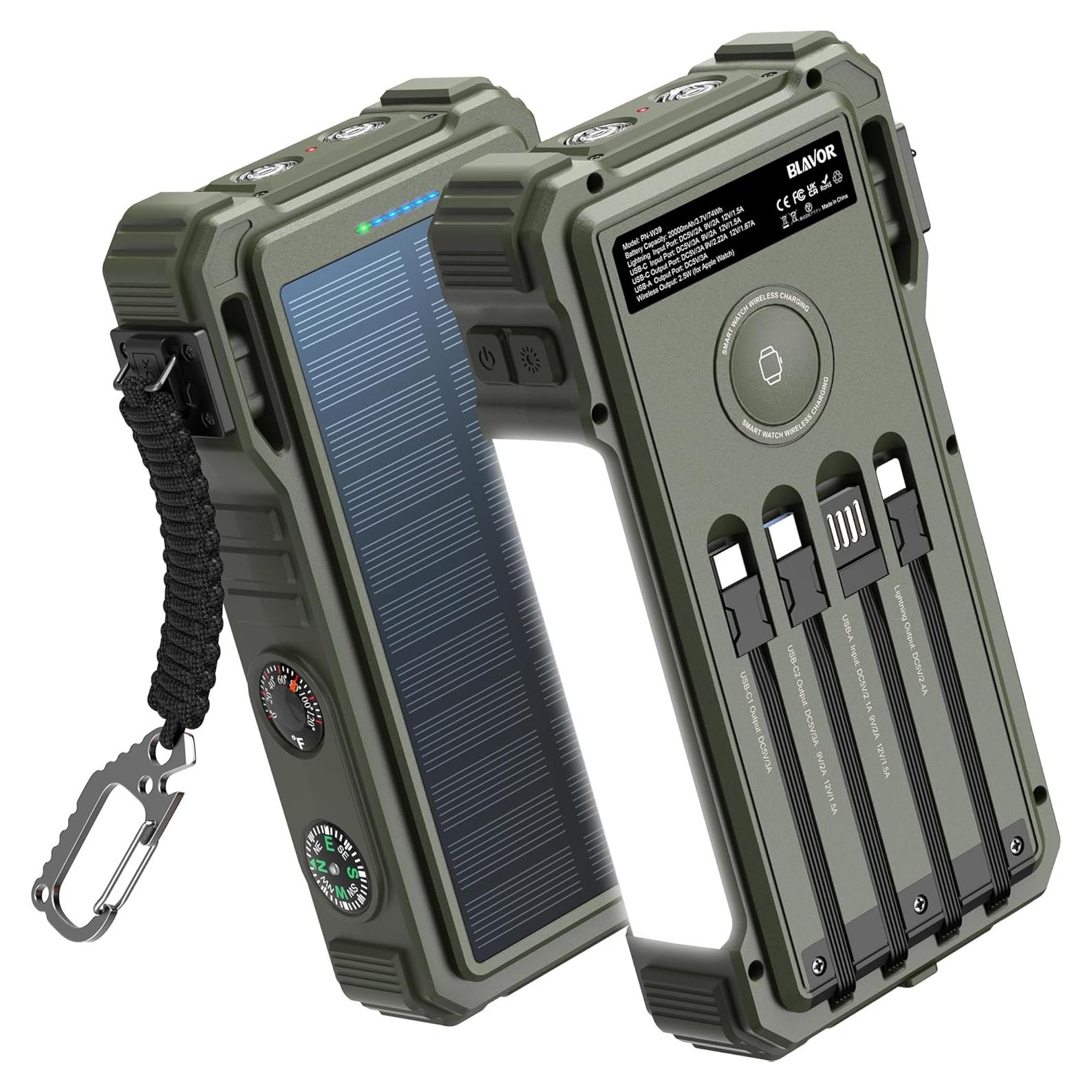 Banco de Energía Solar 20000mAh BLAVOR con Carga Rápida 20W