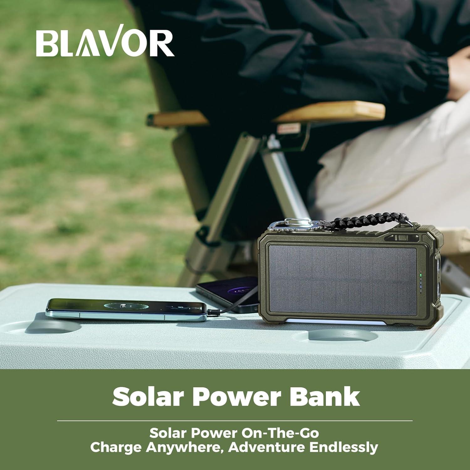 Banco de Energía Solar 20000mAh BLAVOR con Carga Rápida 20W