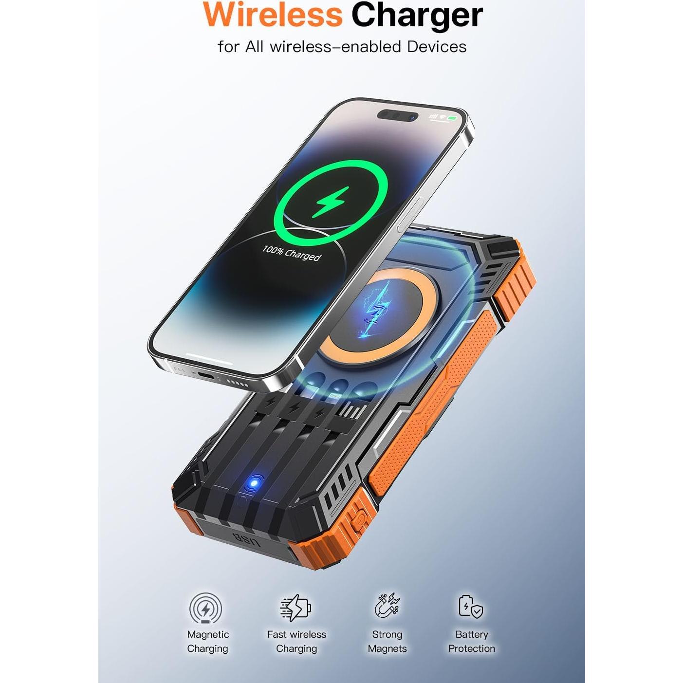 Banco de Energía Solar 49800mAh JSKEI Cargador Inalámbrico 15W