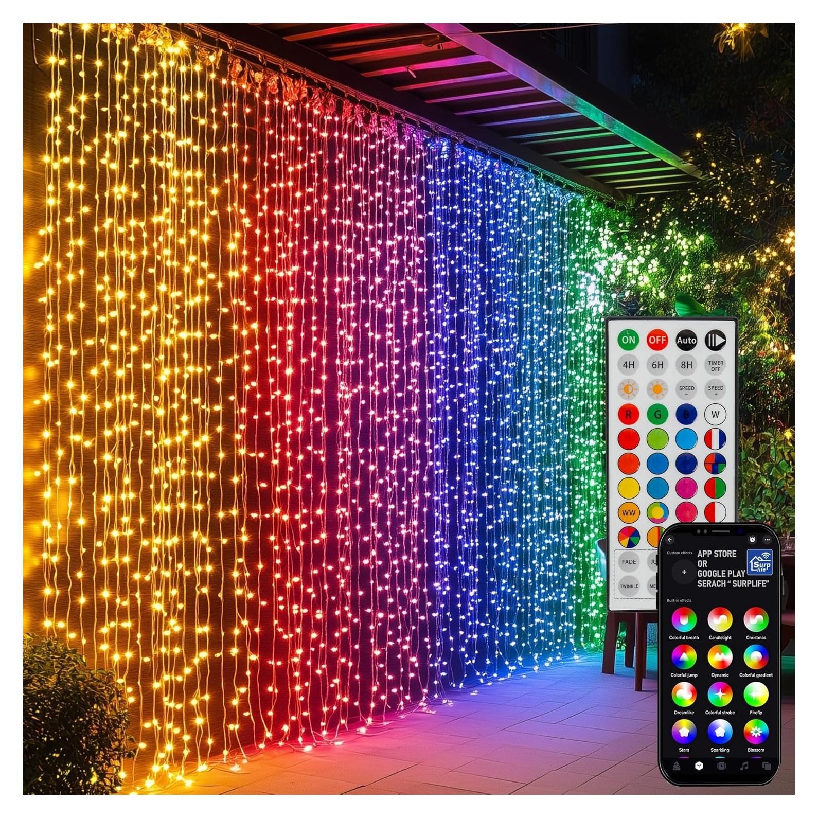 Luces de Cortina LED Dazzle Bright 2.99m RGB con Control Remoto