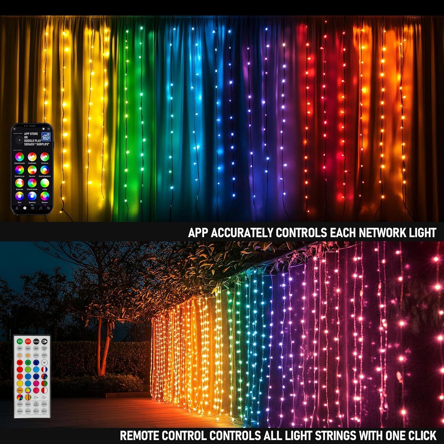 Luces de Cortina LED Dazzle Bright 2.99m RGB con Control Remoto