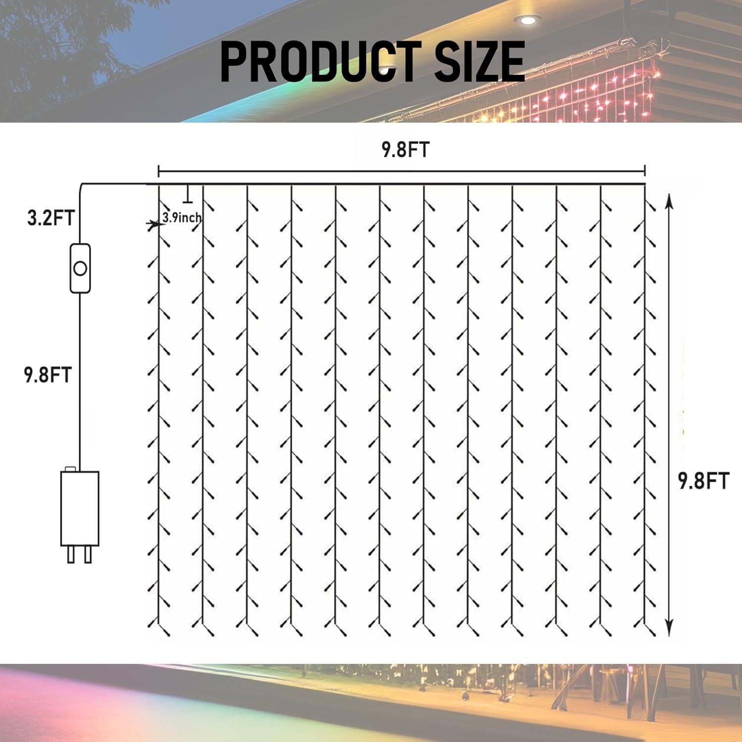 Luces de Cortina LED Dazzle Bright 2.99m RGB con Control Remoto