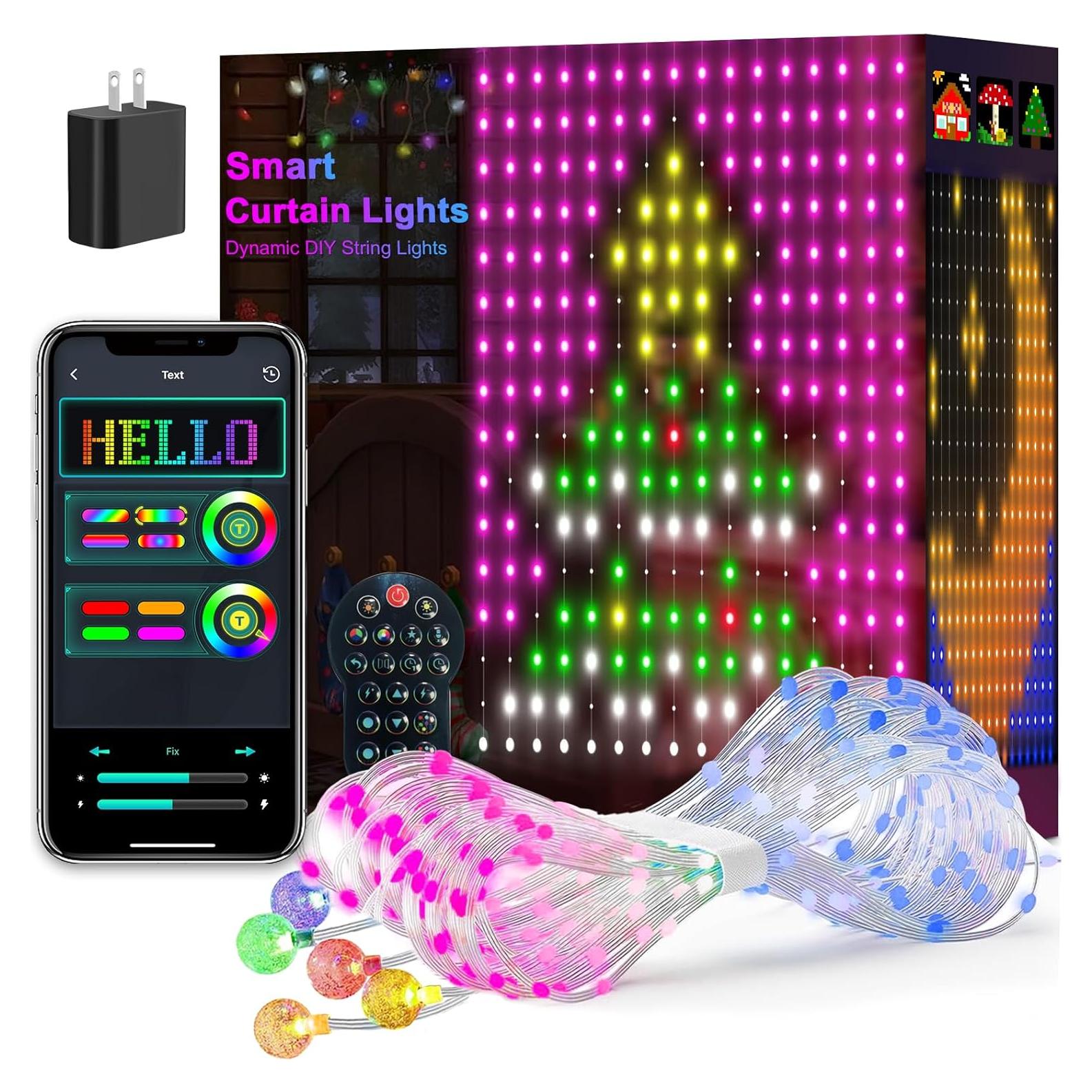 Luces de Cortina LED Inteligentes VOXPOA 1.6x1.6m Multicolor