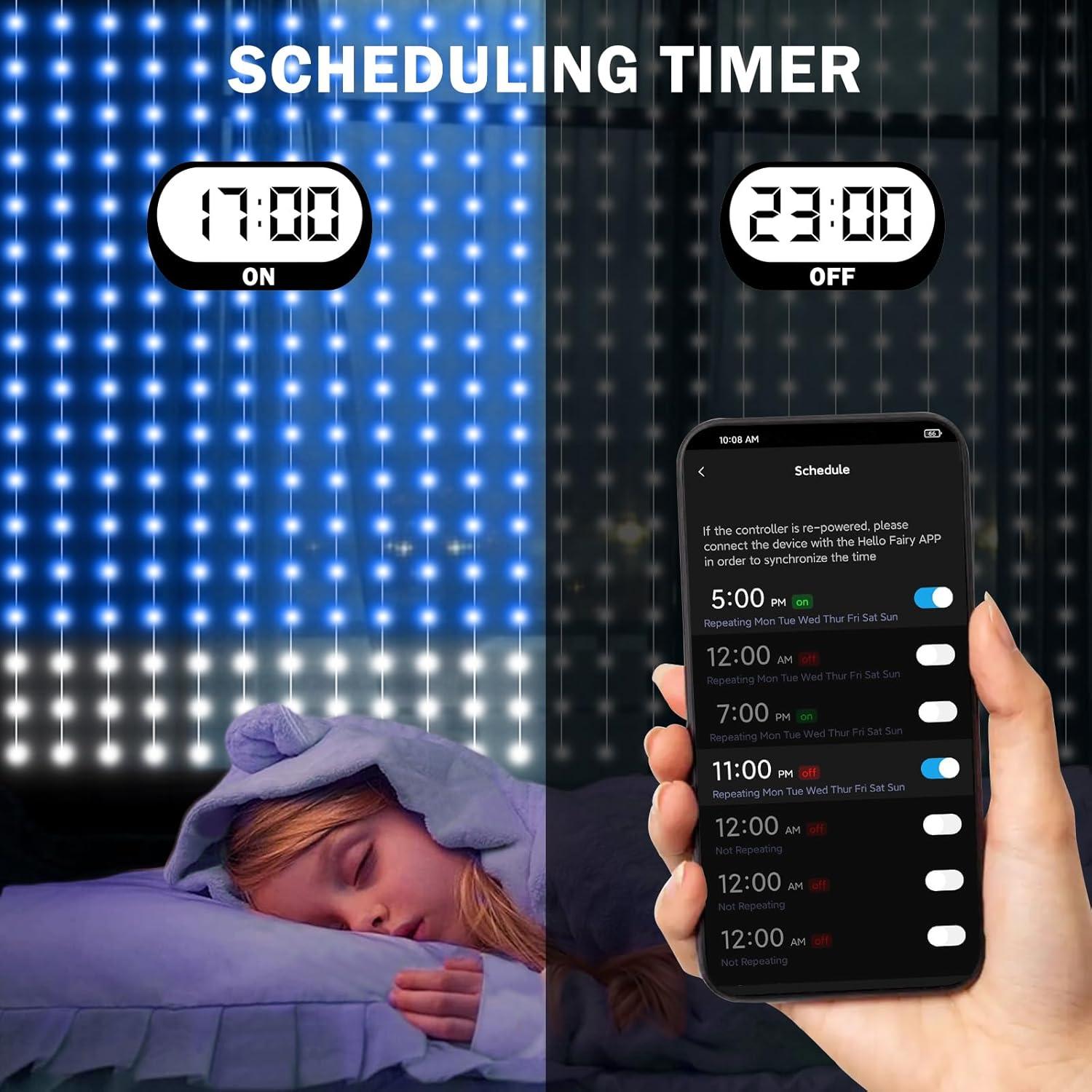 Luces de Cortina LED ASTRAEA 400 con Control Remoto y APP