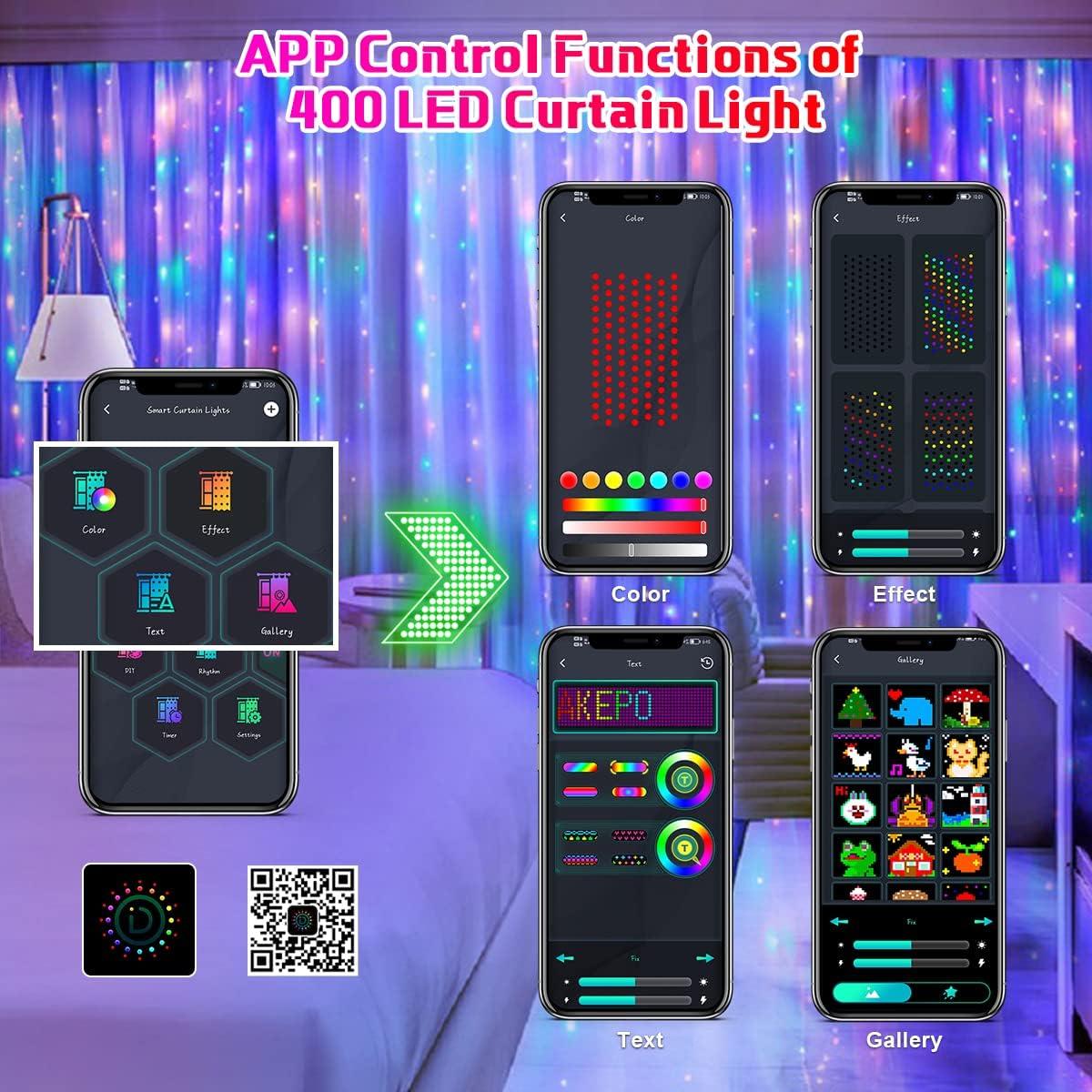 Luces de Cortina LED AKEPO 400 RGB 2x2m Control APP IP65