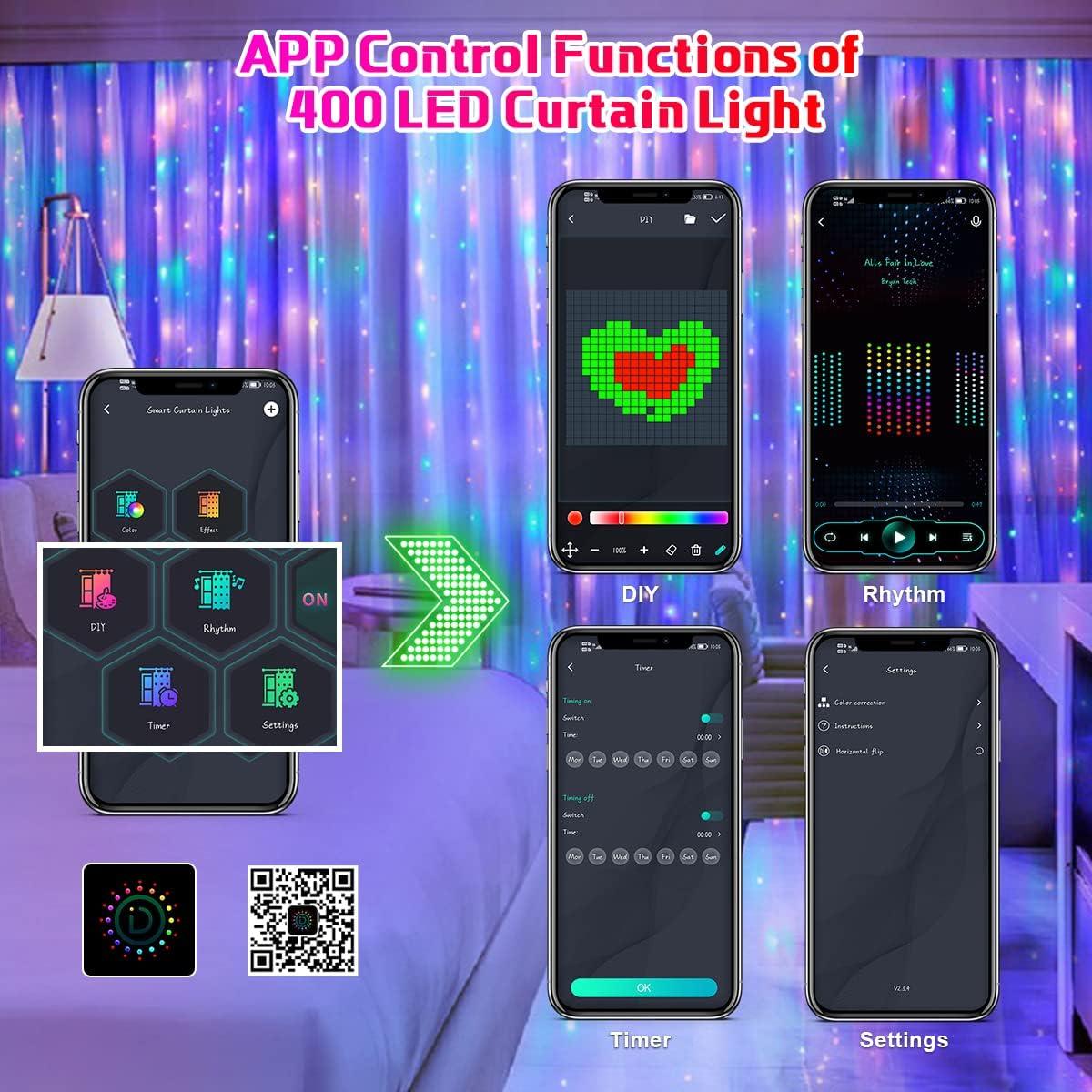 Luces de Cortina LED AKEPO 400 RGB 2x2m Control APP IP65