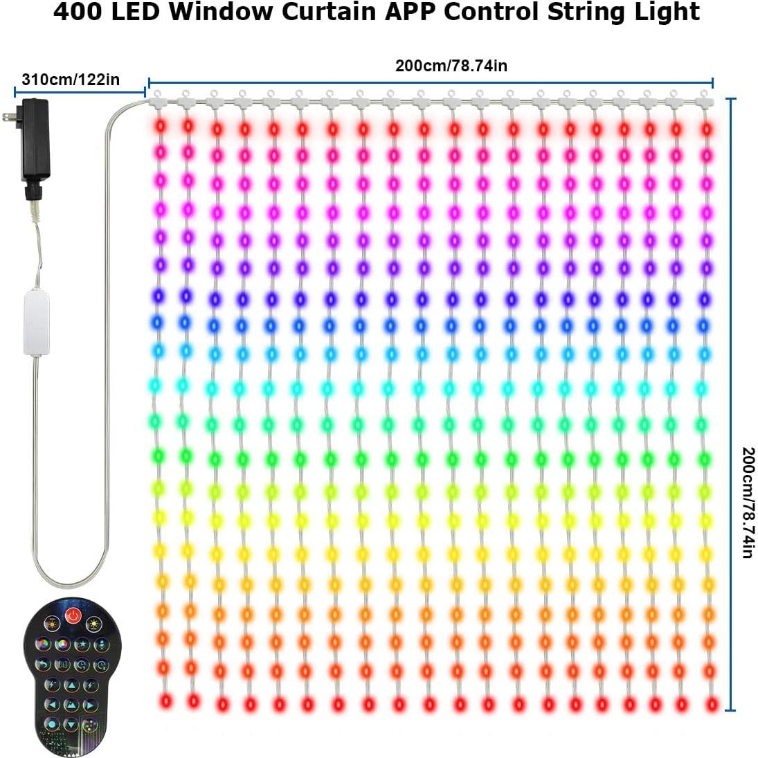 Luces de Cortina LED AKEPO 400 RGB 2x2m Control APP IP65