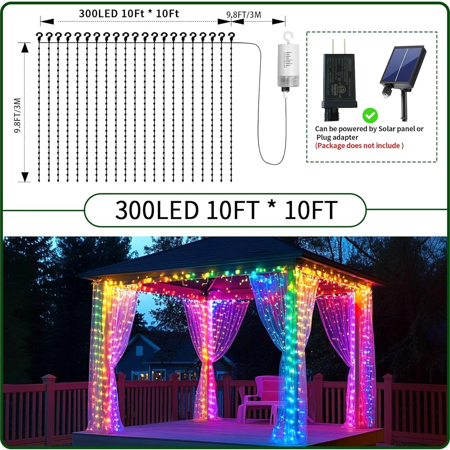 Luces de Cortina LED Multicolor 3m x 3m Ryblgled 300 LEDs