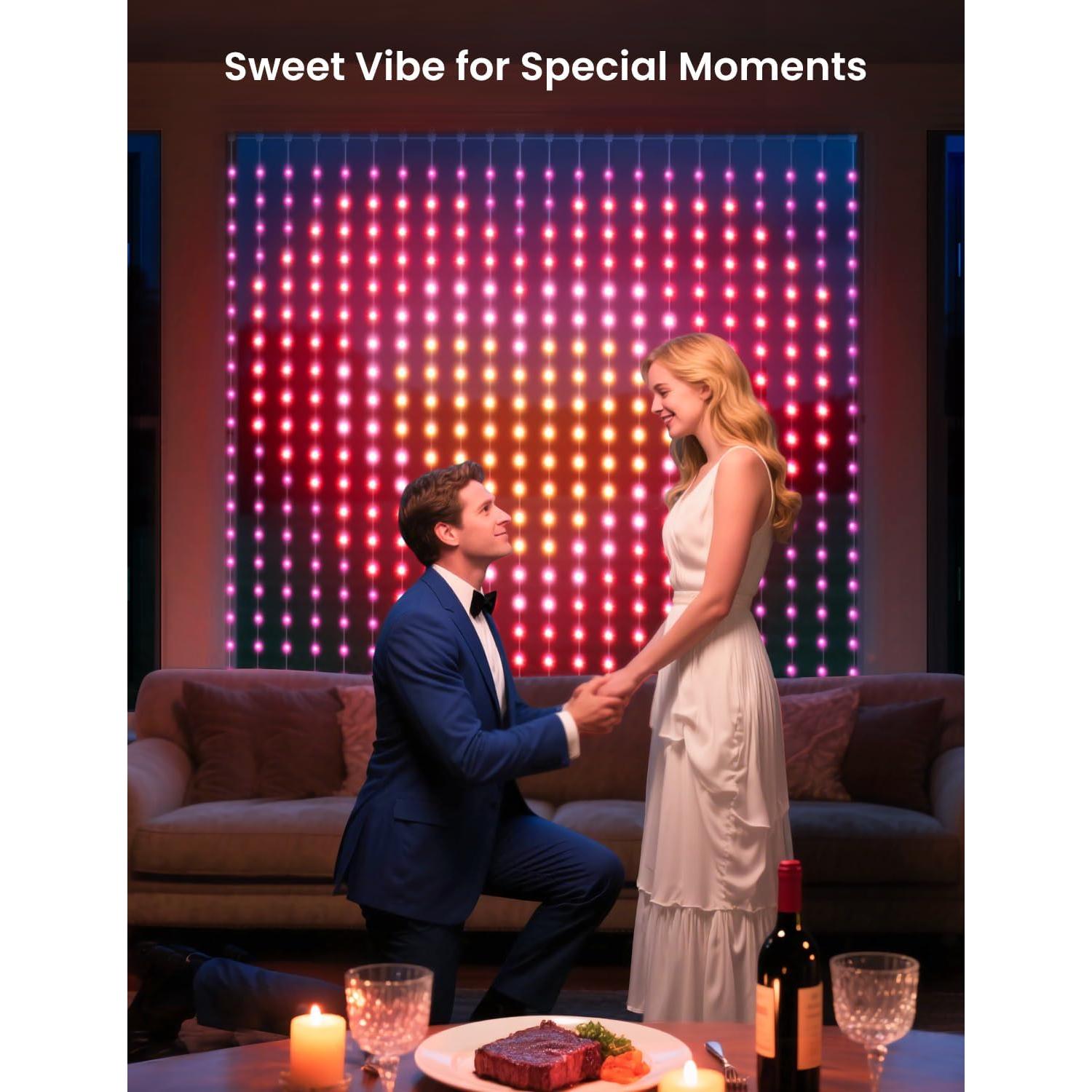 Luz de Cortina LED SUNLINKCO 2x2m 400 LEDs RGB+IC Control APP