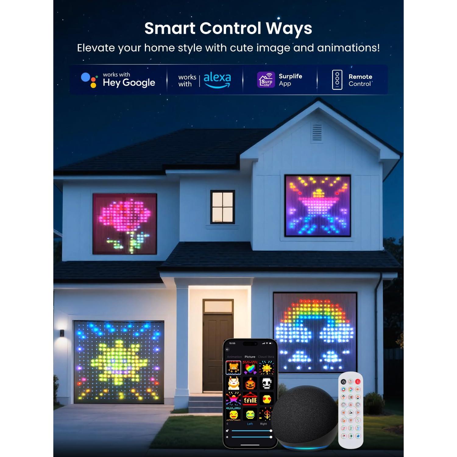 Luz de Cortina LED SUNLINKCO 2x2m 400 LEDs RGB+IC Control APP