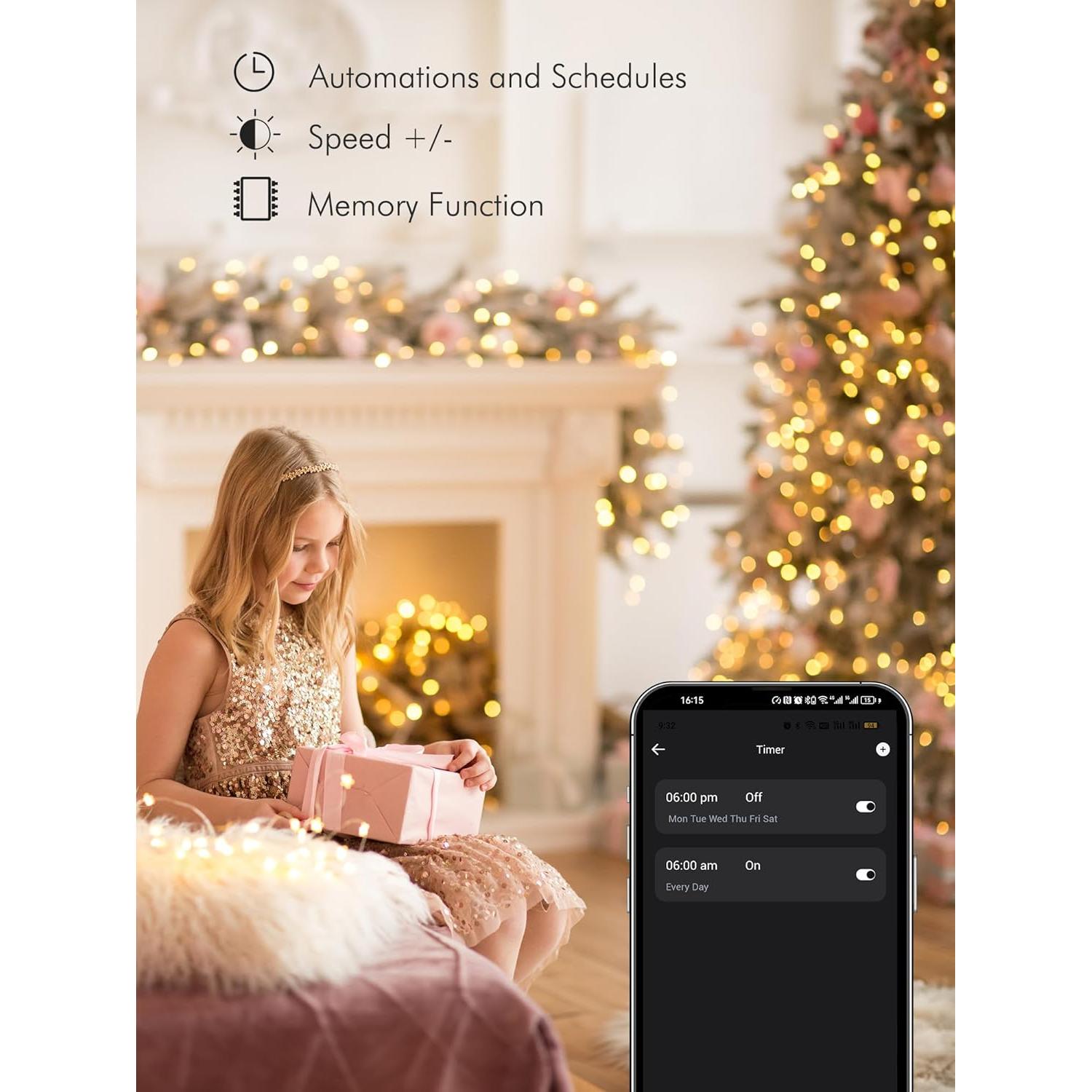Luces de Navidad Inteligentes ODEETRONIC 20m 200LED RGB WiFi