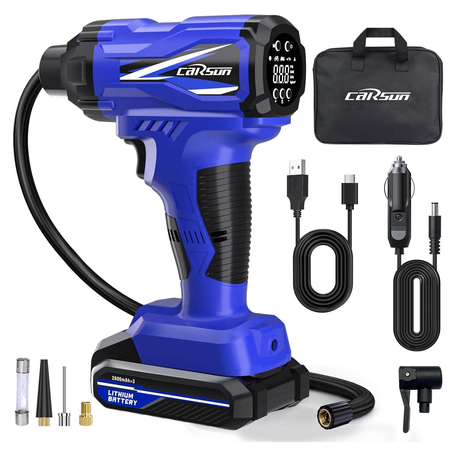 Inflador de Neumáticos Inalámbrico CARSUN T1811 150 PSI Azul