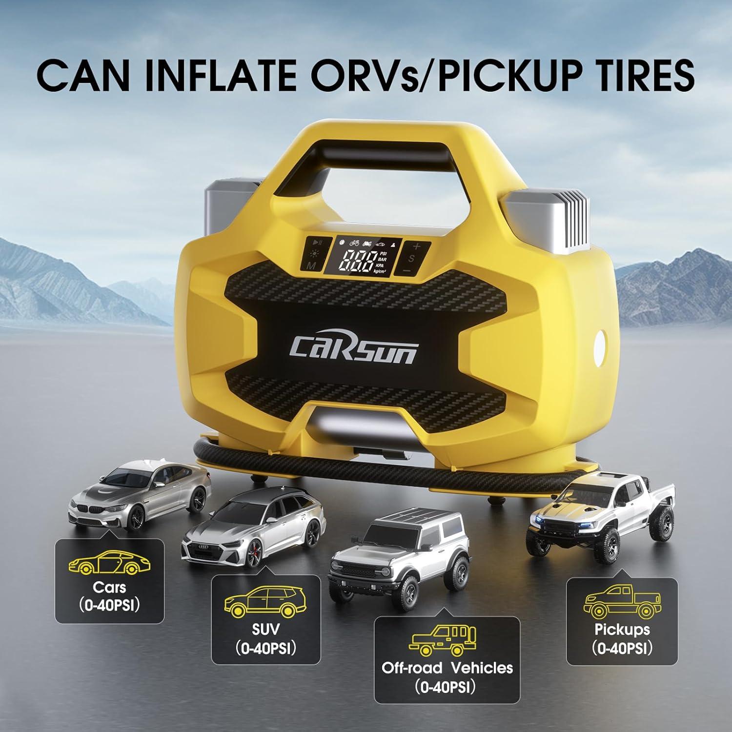 Compresor de Aire CARSUN 150 PSI Portátil Doble Cilindro 12V