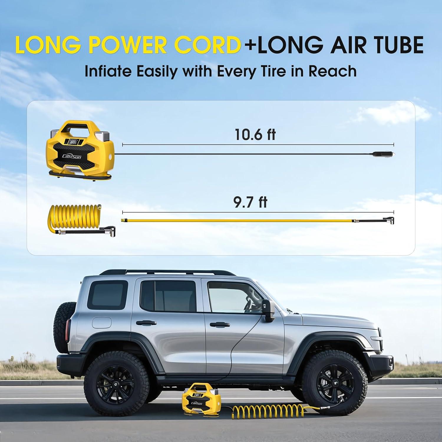 Compresor de Aire CARSUN 150 PSI Portátil Doble Cilindro 12V