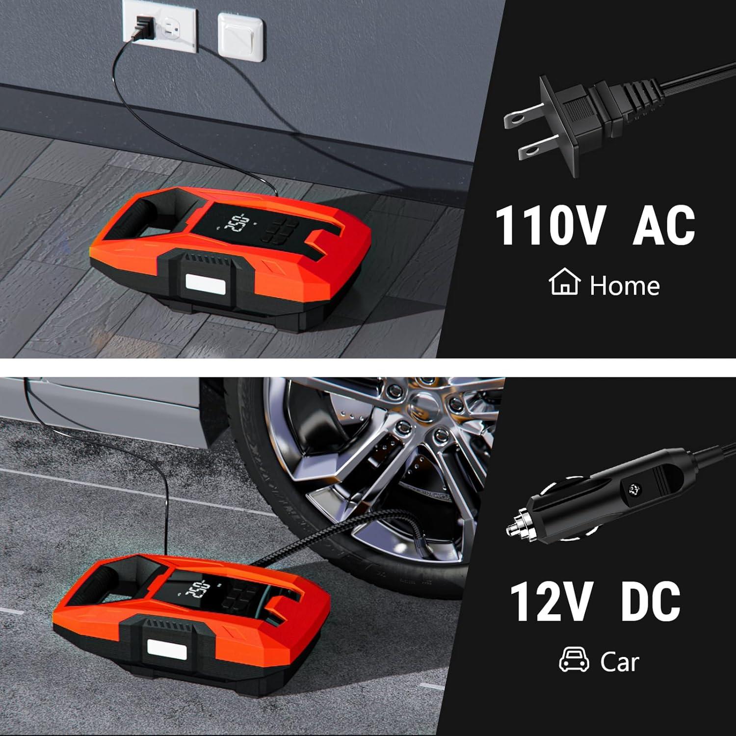 Compresor de Aire Portátil CARSUN T2221-Y 150 PSI Doble Alimentación