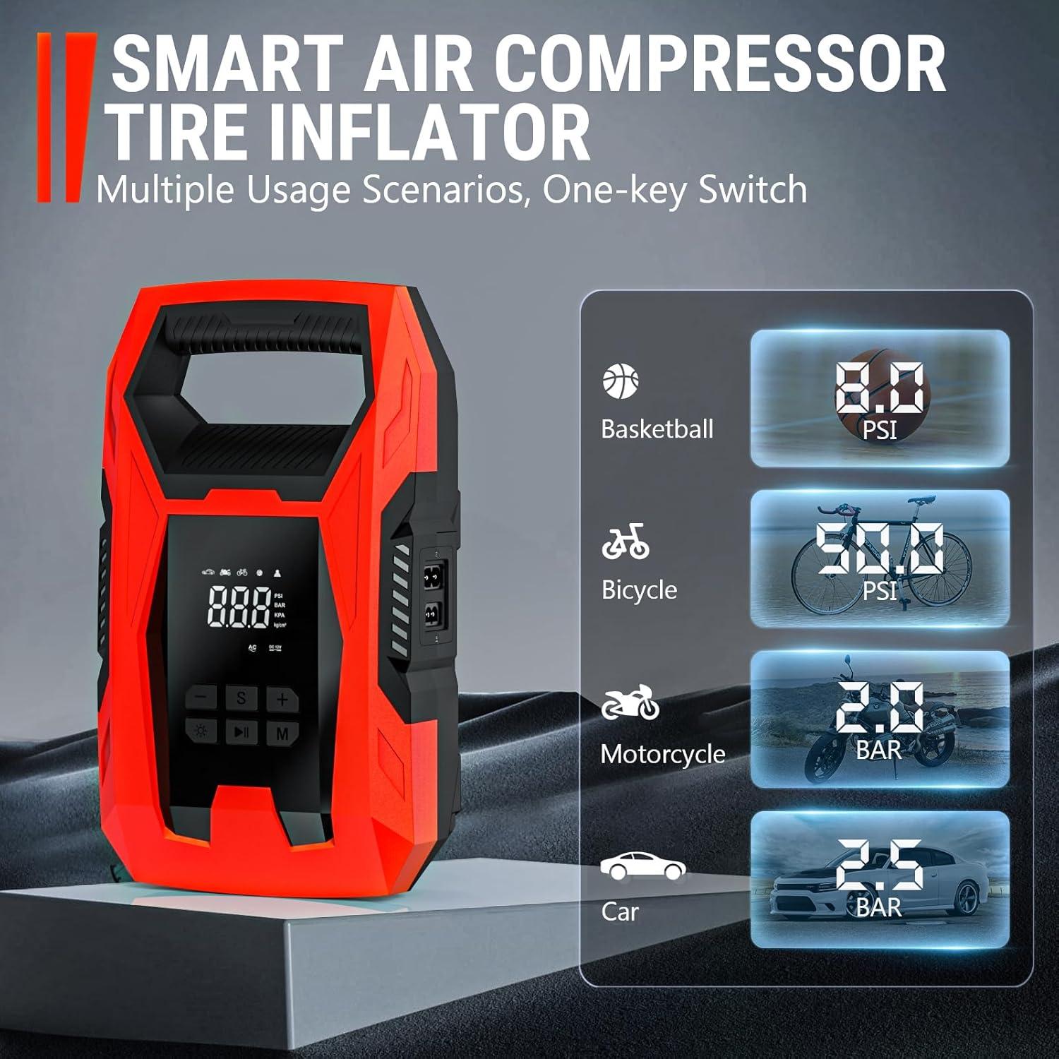 Compresor de Aire Portátil CARSUN T2221-Y 150 PSI Doble Alimentación