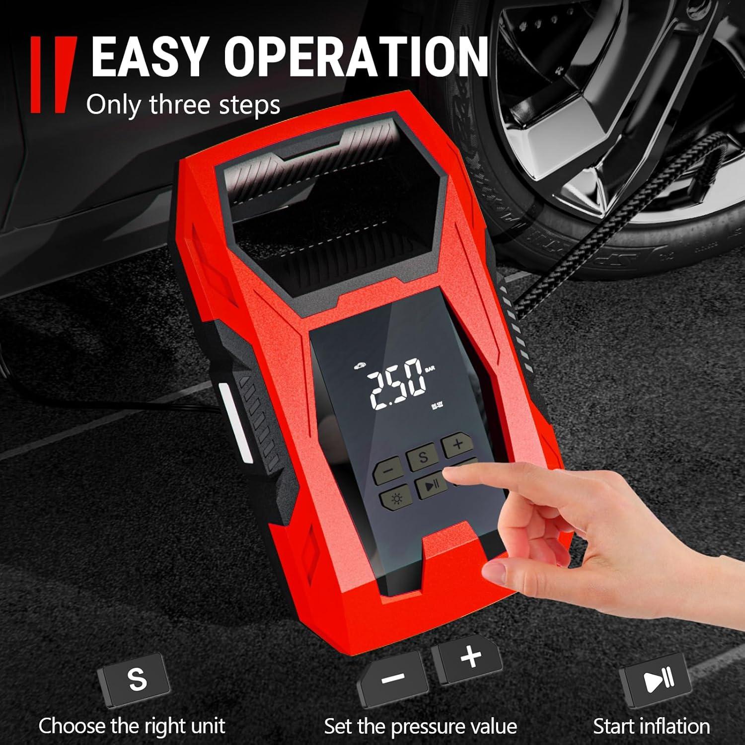 Compresor de Aire Portátil CARSUN T2221-Y 150 PSI Doble Alimentación