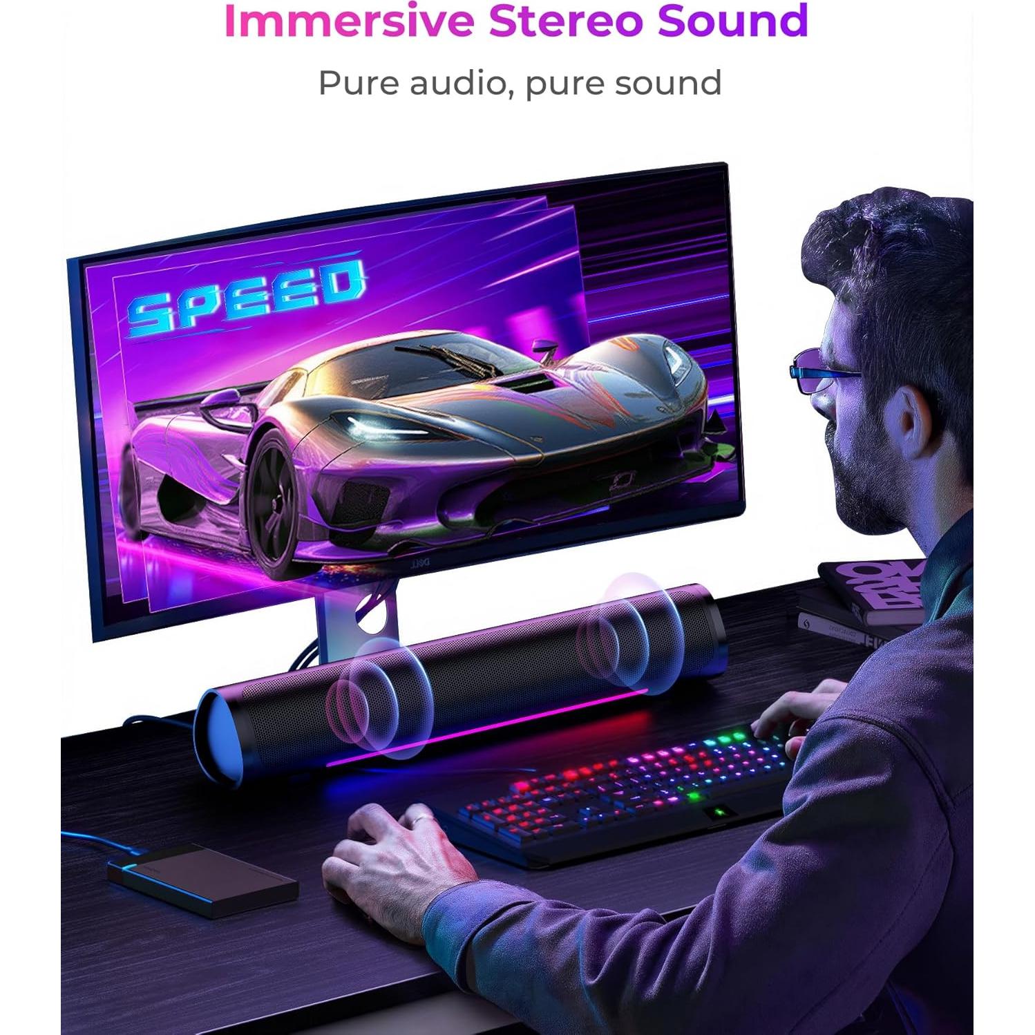 Barra de Sonido Auphyra RSP-01 con Luz LED y Control de Volumen