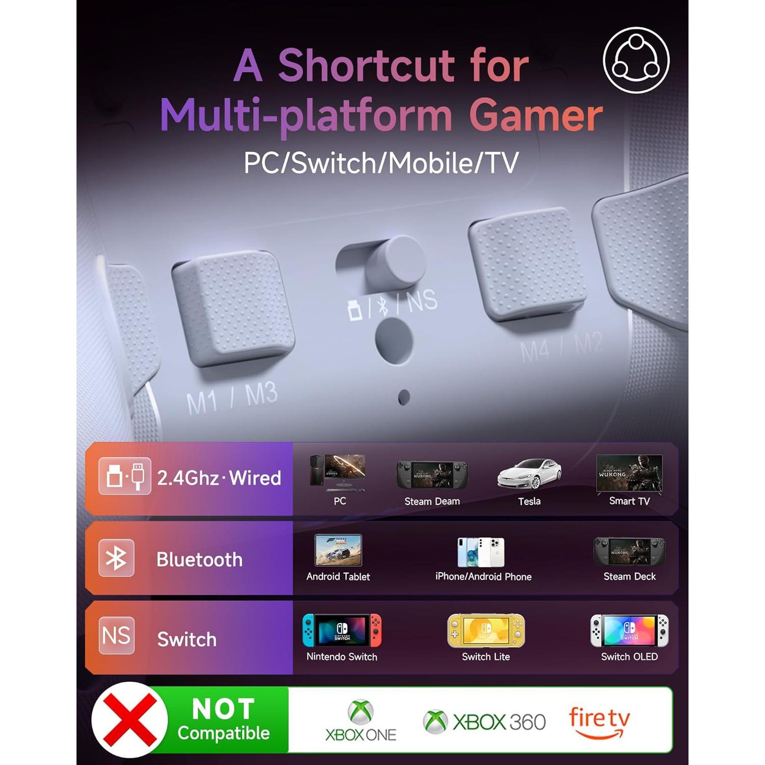 Controlador Inalámbrico EasySMX X20 RGB para PC/Switch/Android