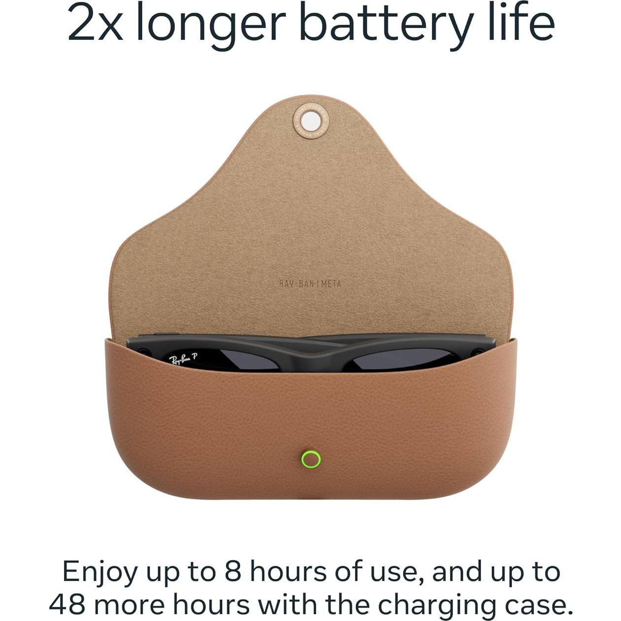 Gafas Ray-Ban Meta Wayfarer Grande - Negro Mate, Lentes Grises Polarizados