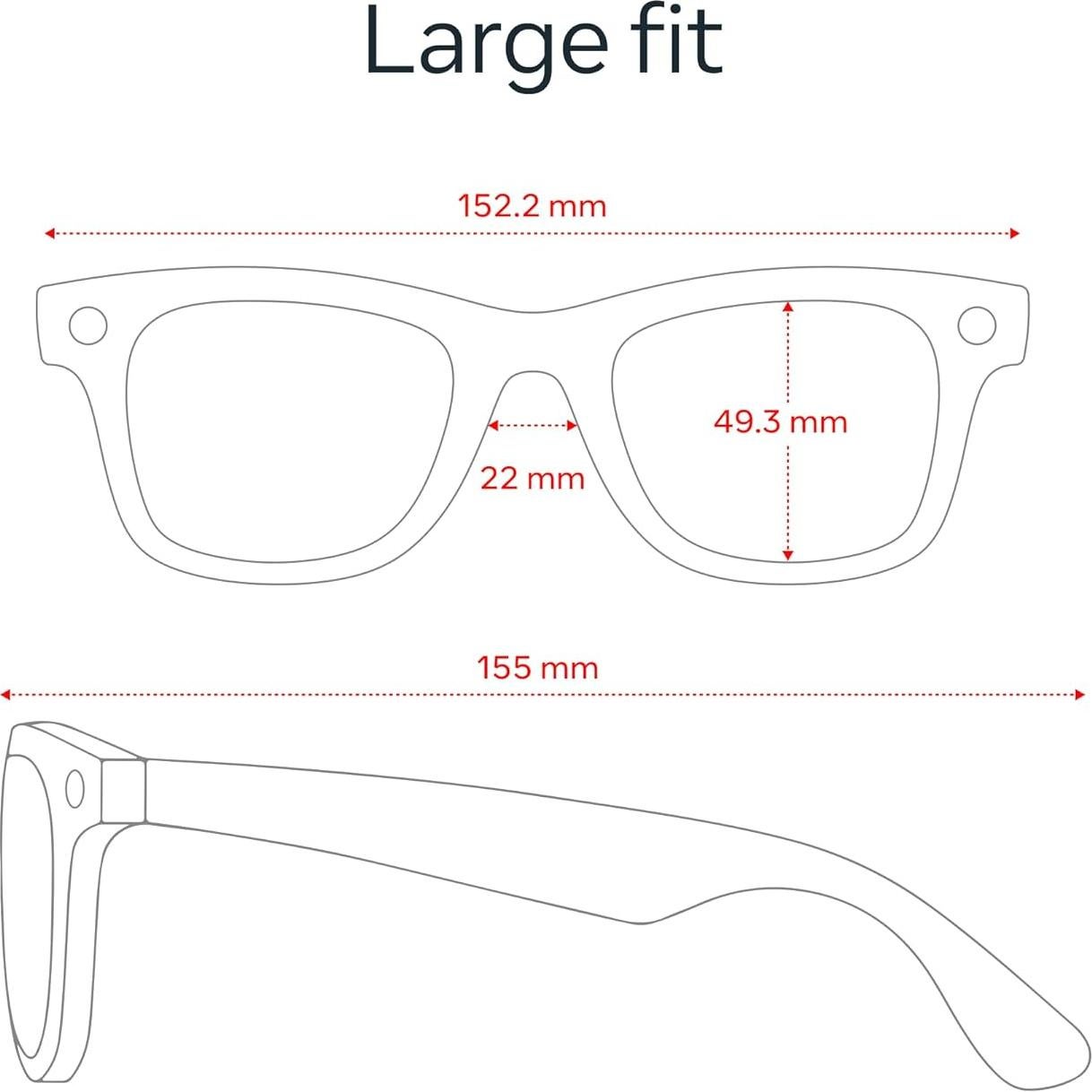 Gafas Ray-Ban Meta Wayfarer Grande - Negro Mate, Lentes Grises Polarizados
