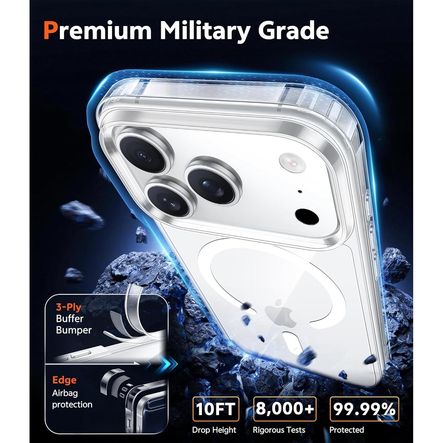 Funda Transparente Magnética FNTCASE para iPhone 17 Pro Slim