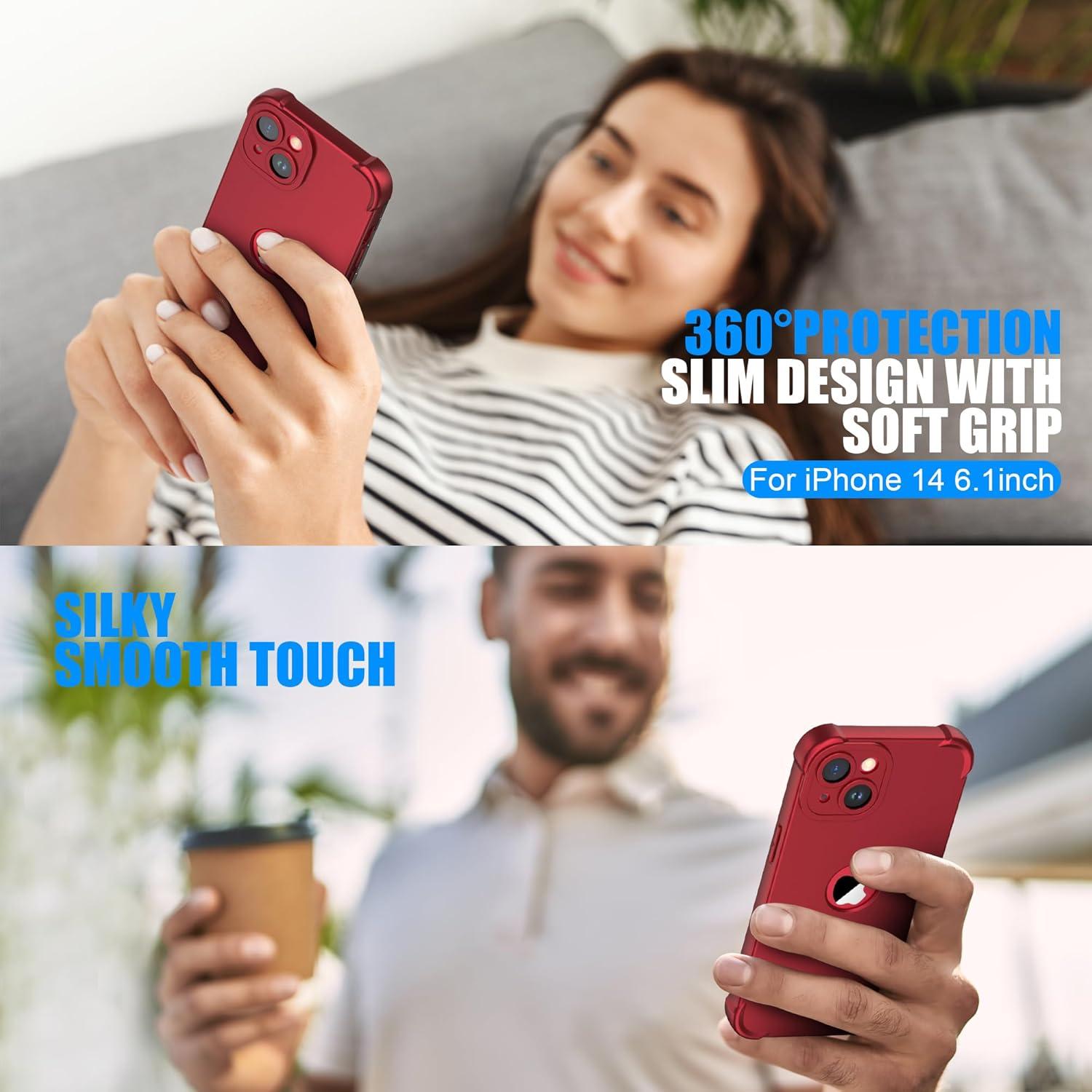 Funda ORETECH para iPhone 14 6.1" - Rojo, 2 Protectores Pantalla